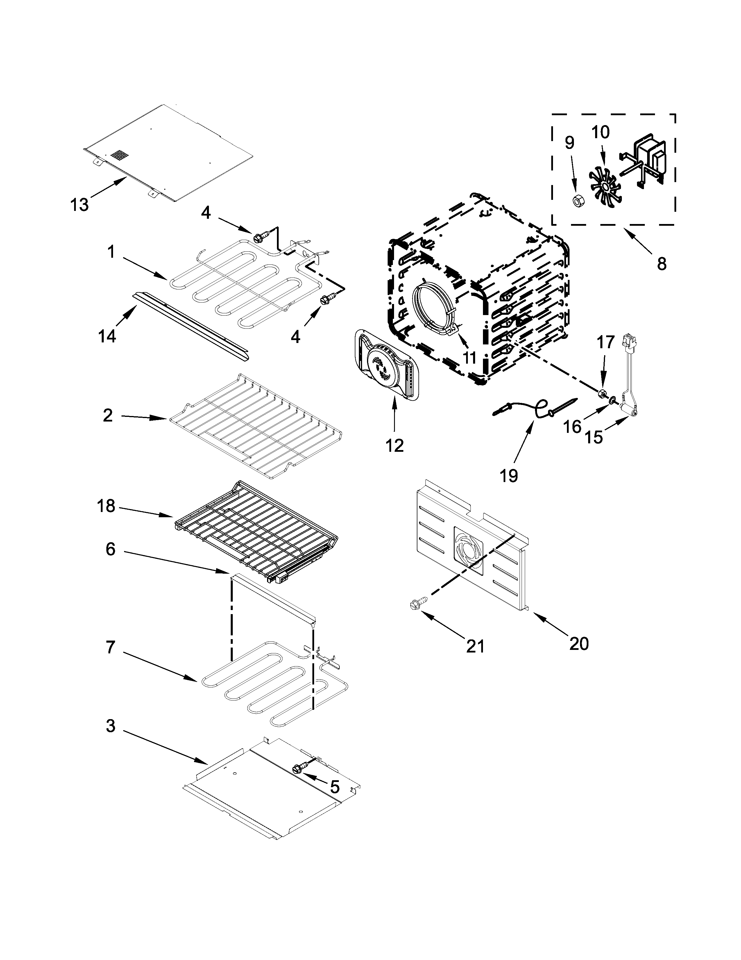 Jenn-Air JJW2827DB01 internal oven parts diagram
