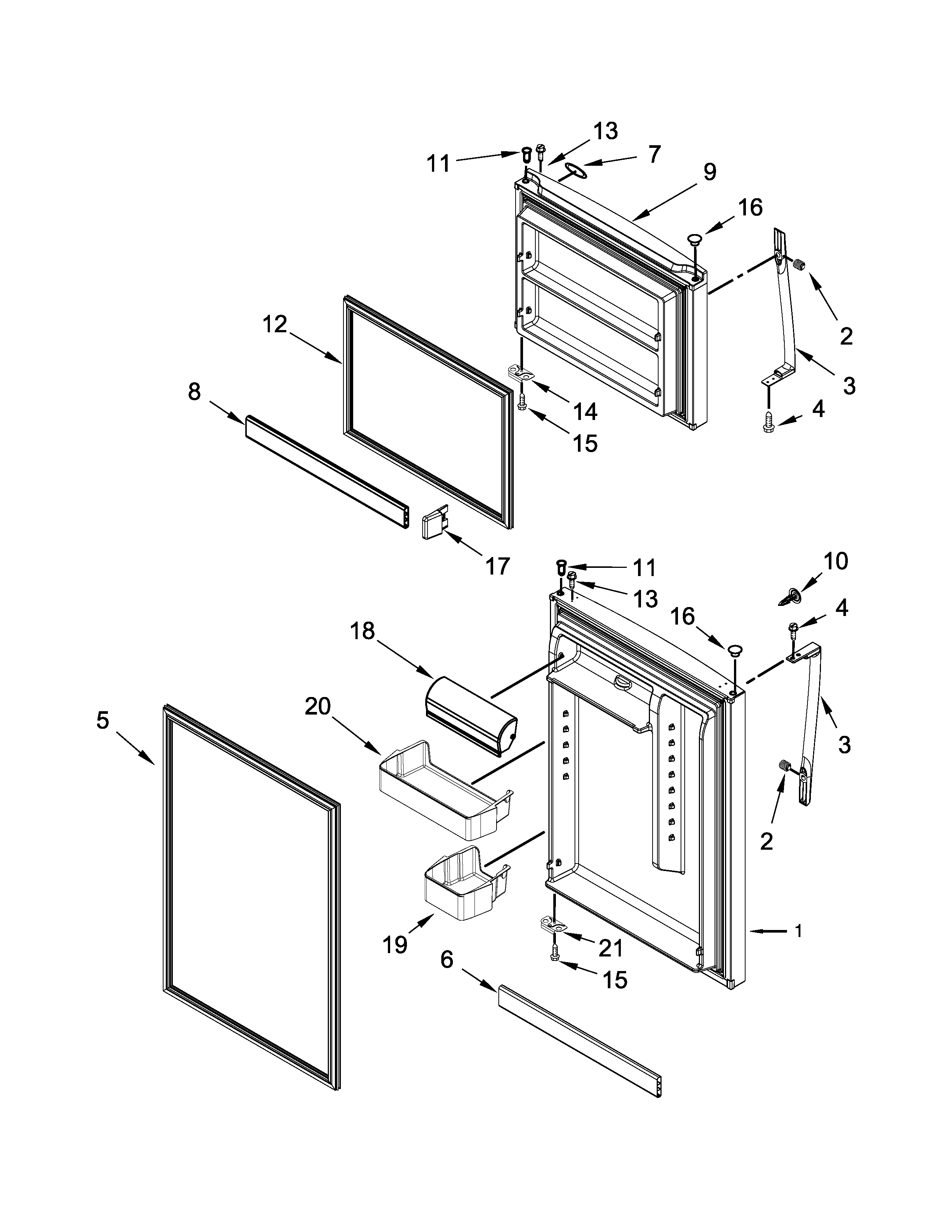 Whirlpool WRT519SZDW01 door parts diagram