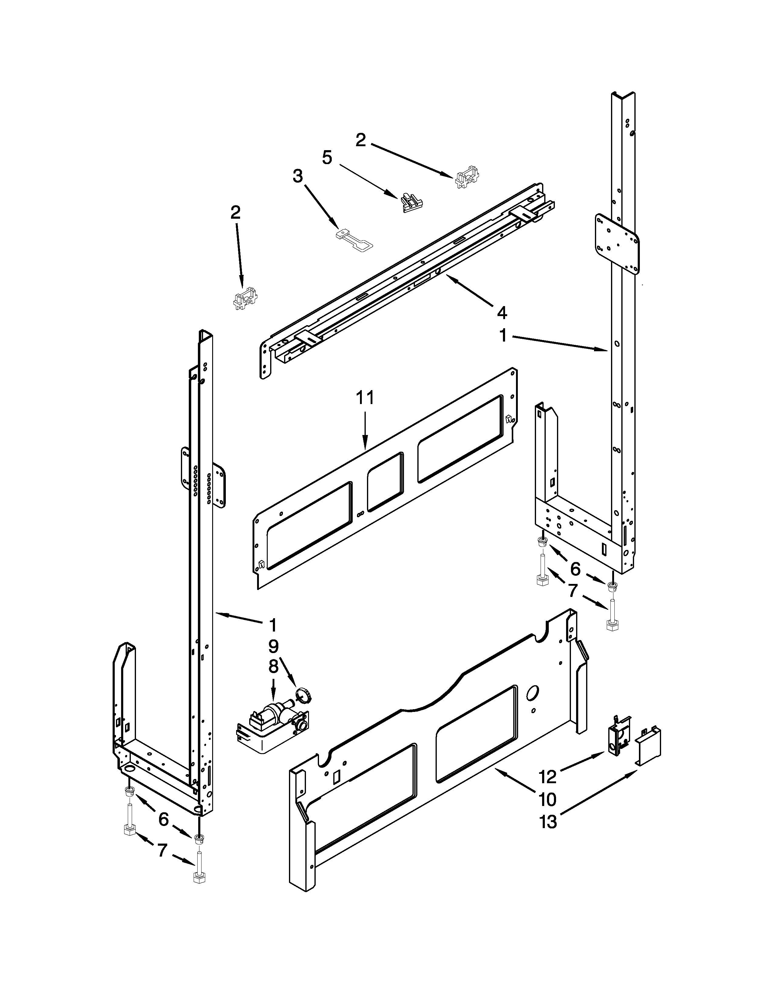 Whirlpool WDF550SAFS0 frame parts diagram