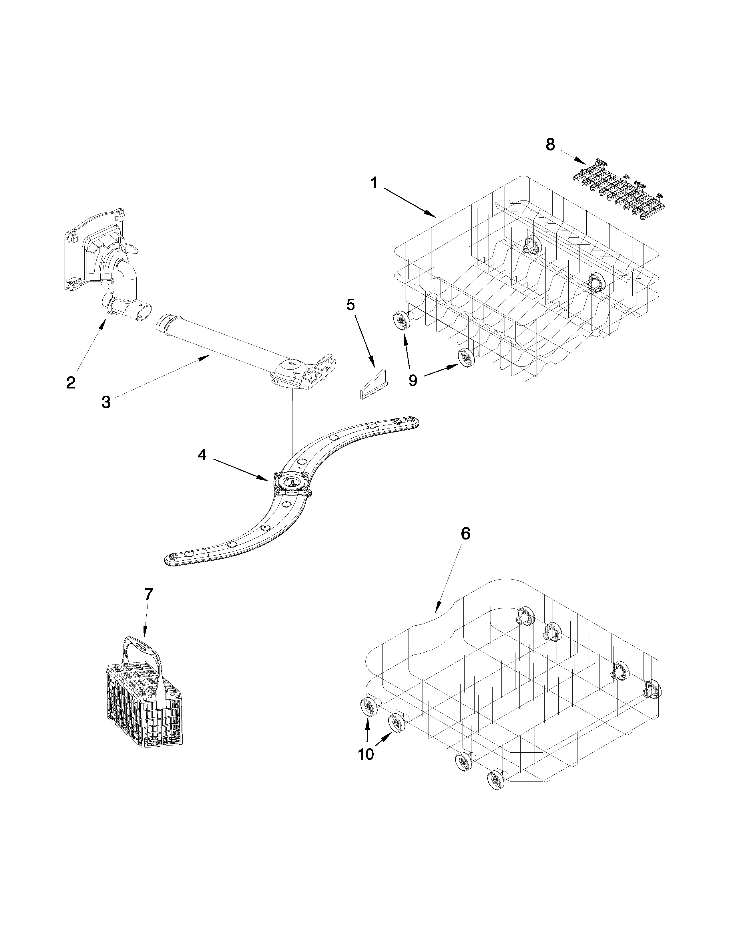 Whirlpool WDF550SAFS0 dishrack parts diagram