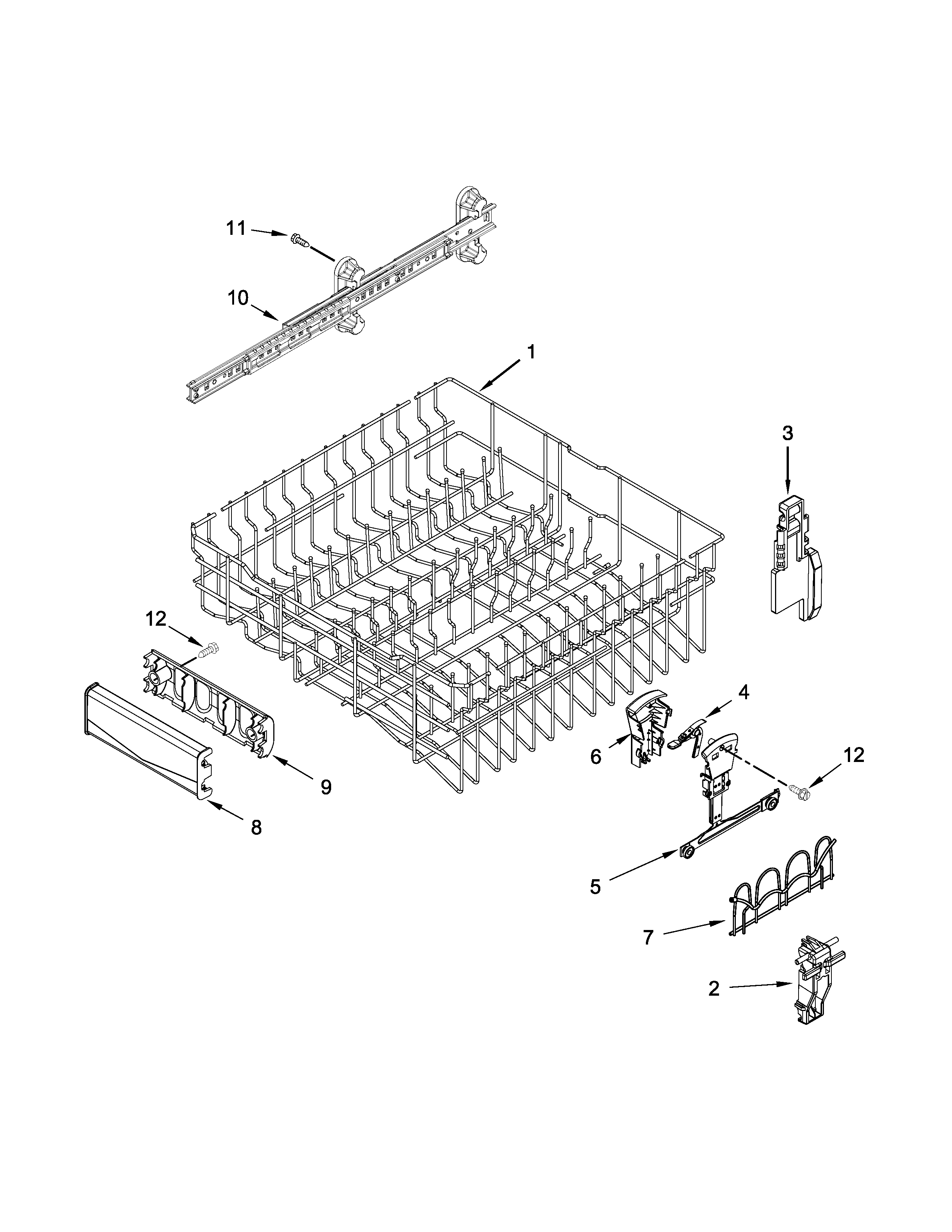 Maytag MDB8959SFH0 upper rack and track parts diagram