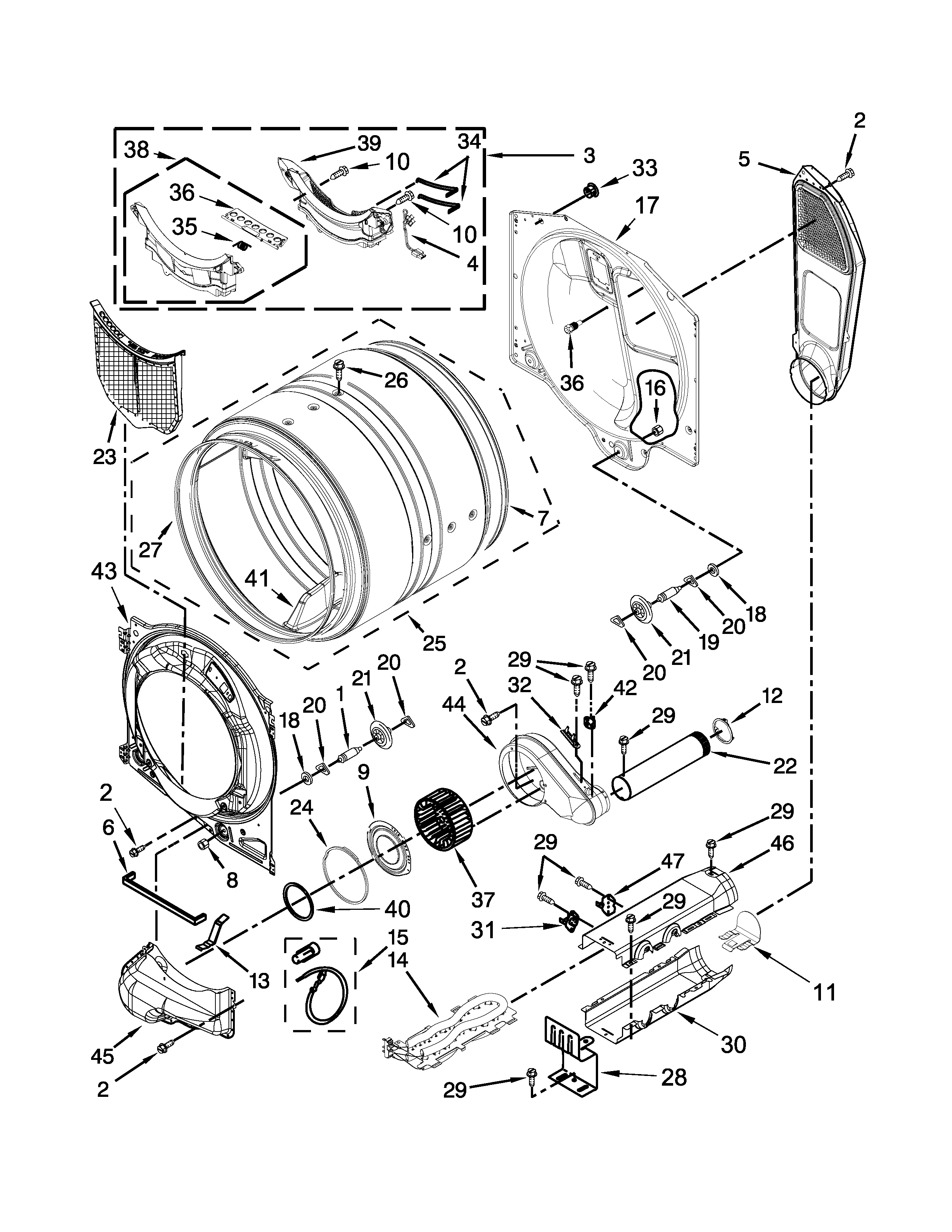 Amana YNED5800DW1 bulkhead parts diagram