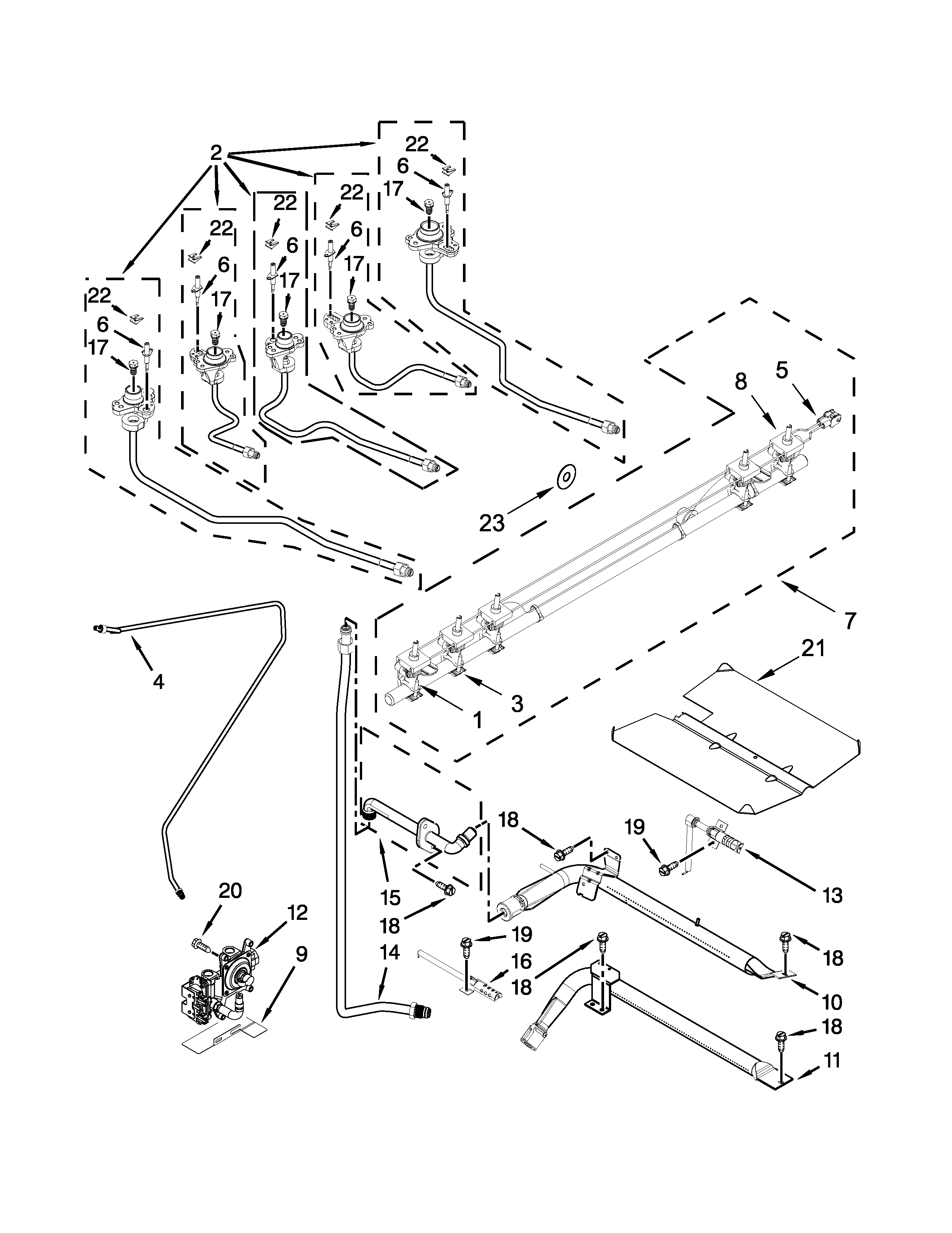 Whirlpool WEG730H0DB0 manifold parts diagram
