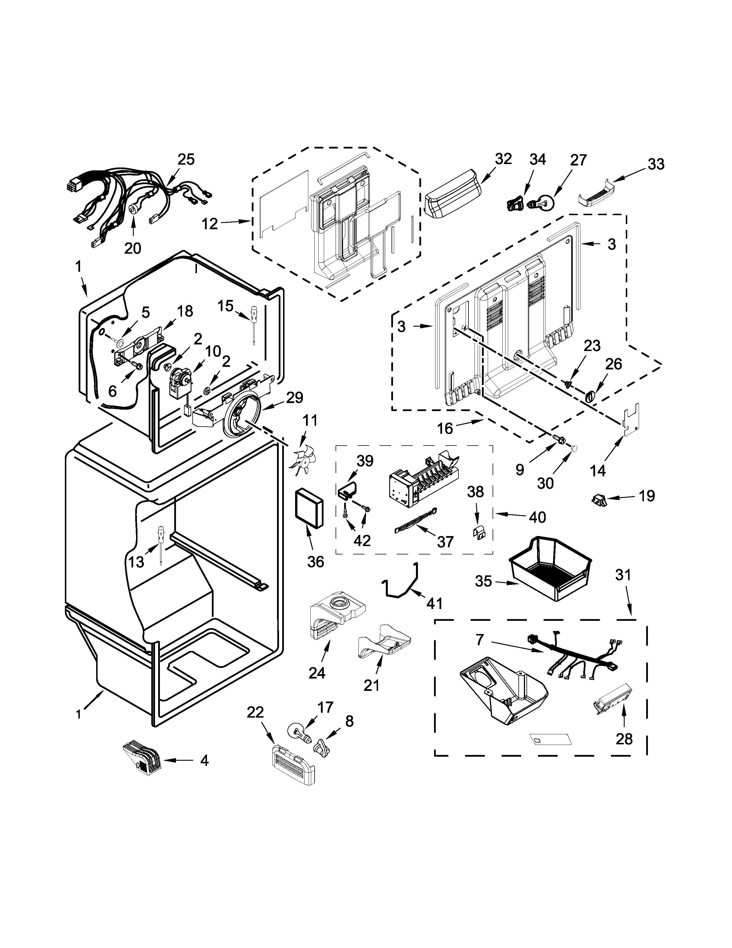 Ikea IK8FXNGFDM01 liner & icemaker parts diagram