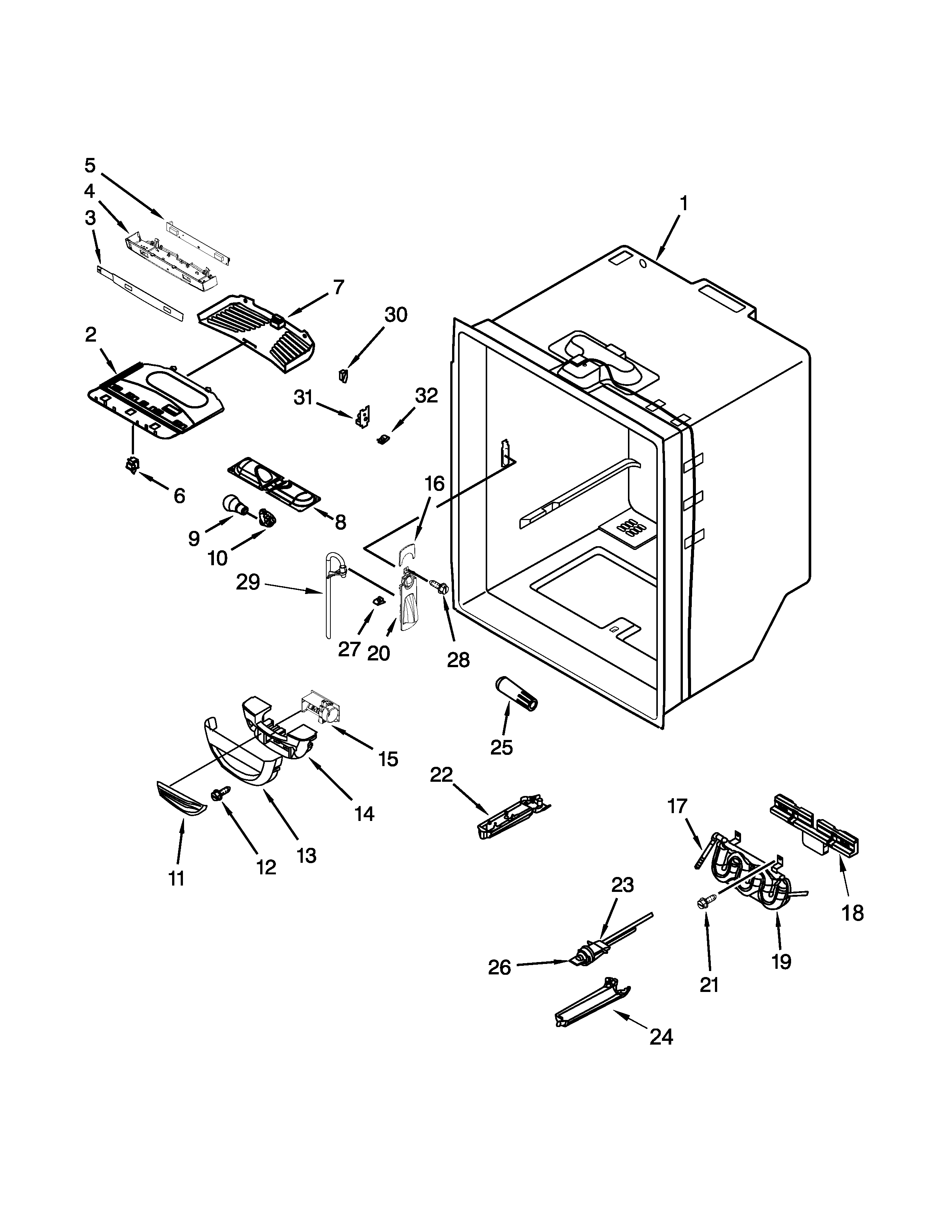 Maytag MFC2062FEZ00 refrigerator liner parts diagram