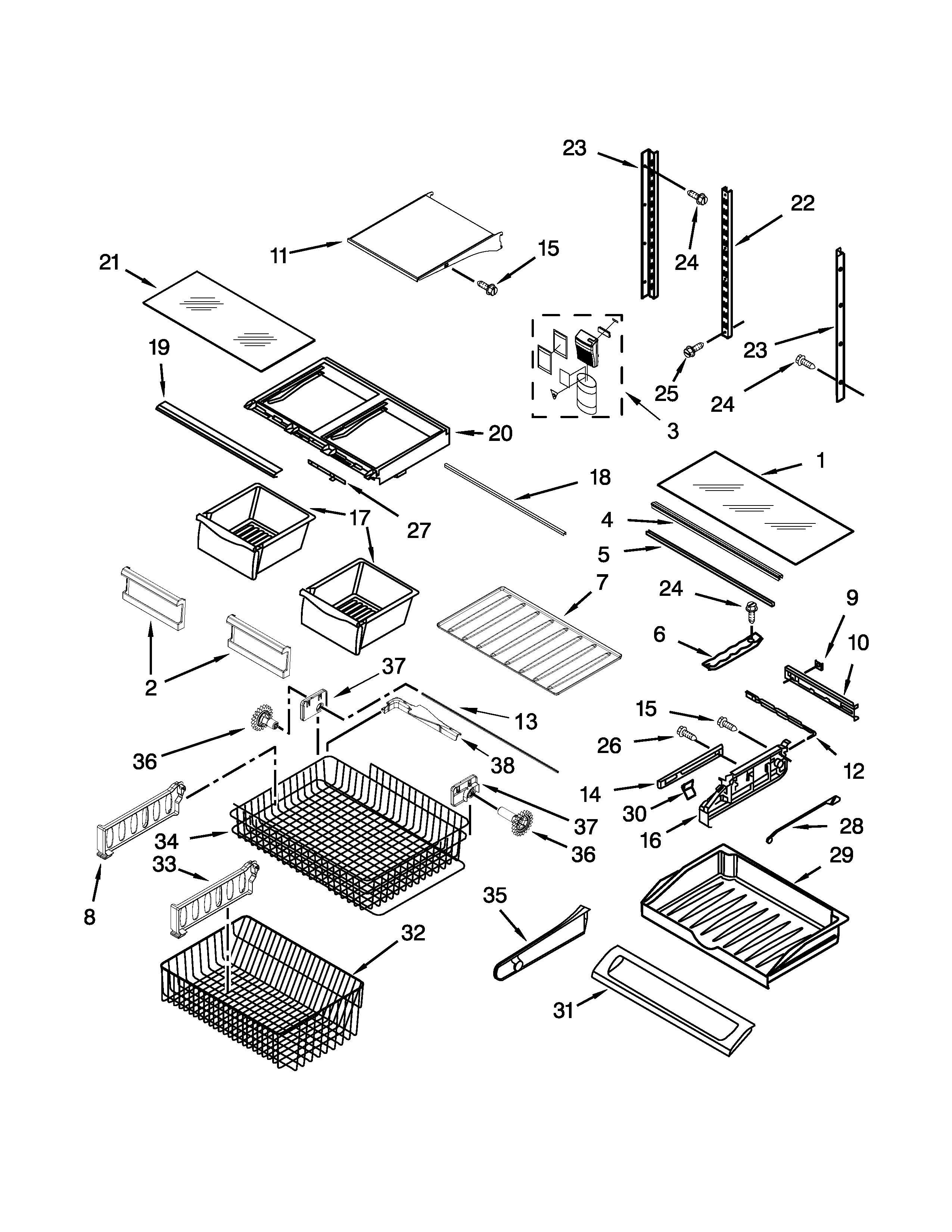Maytag MFC2062FEZ00 shelf parts diagram