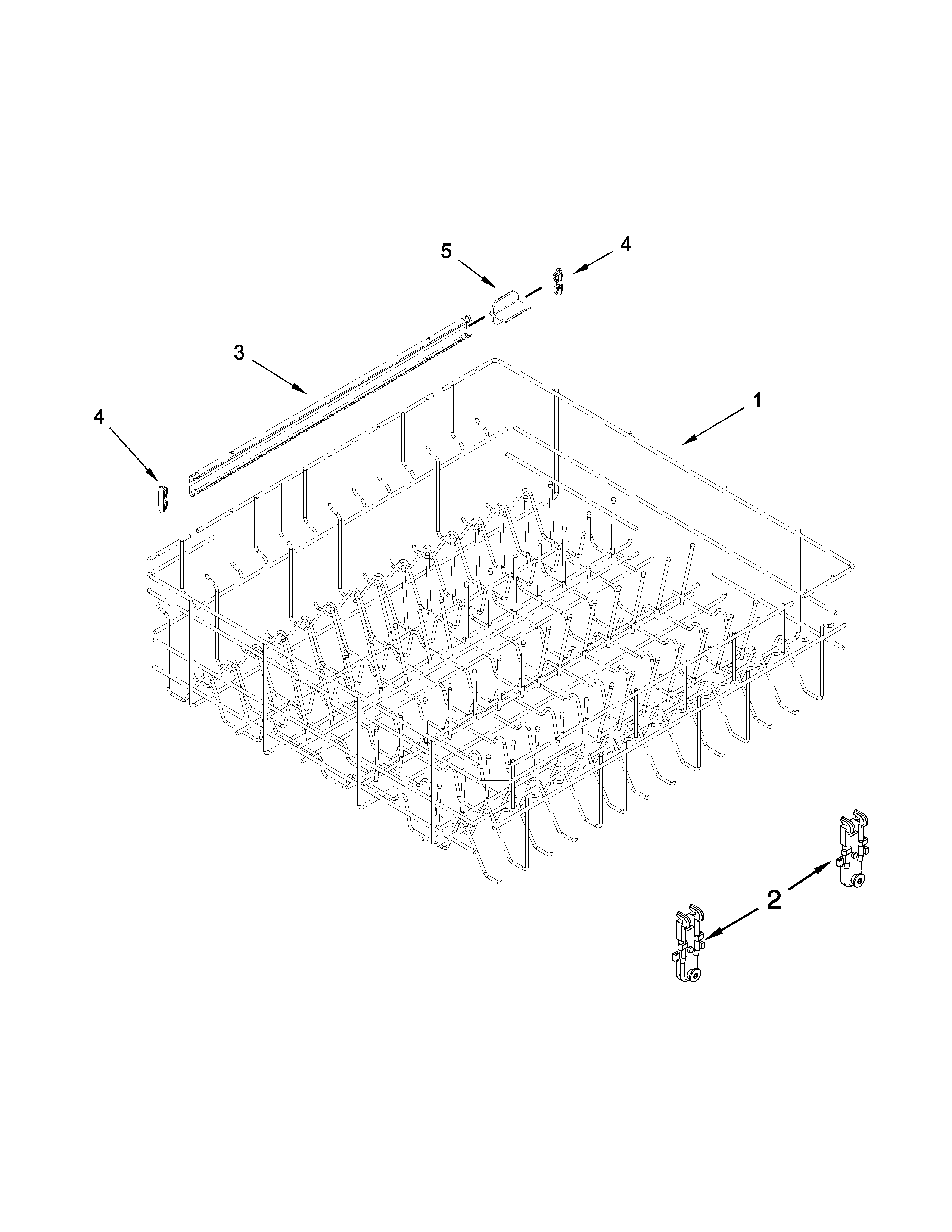 Amana ADB1300AFB1 upper rack and track parts diagram