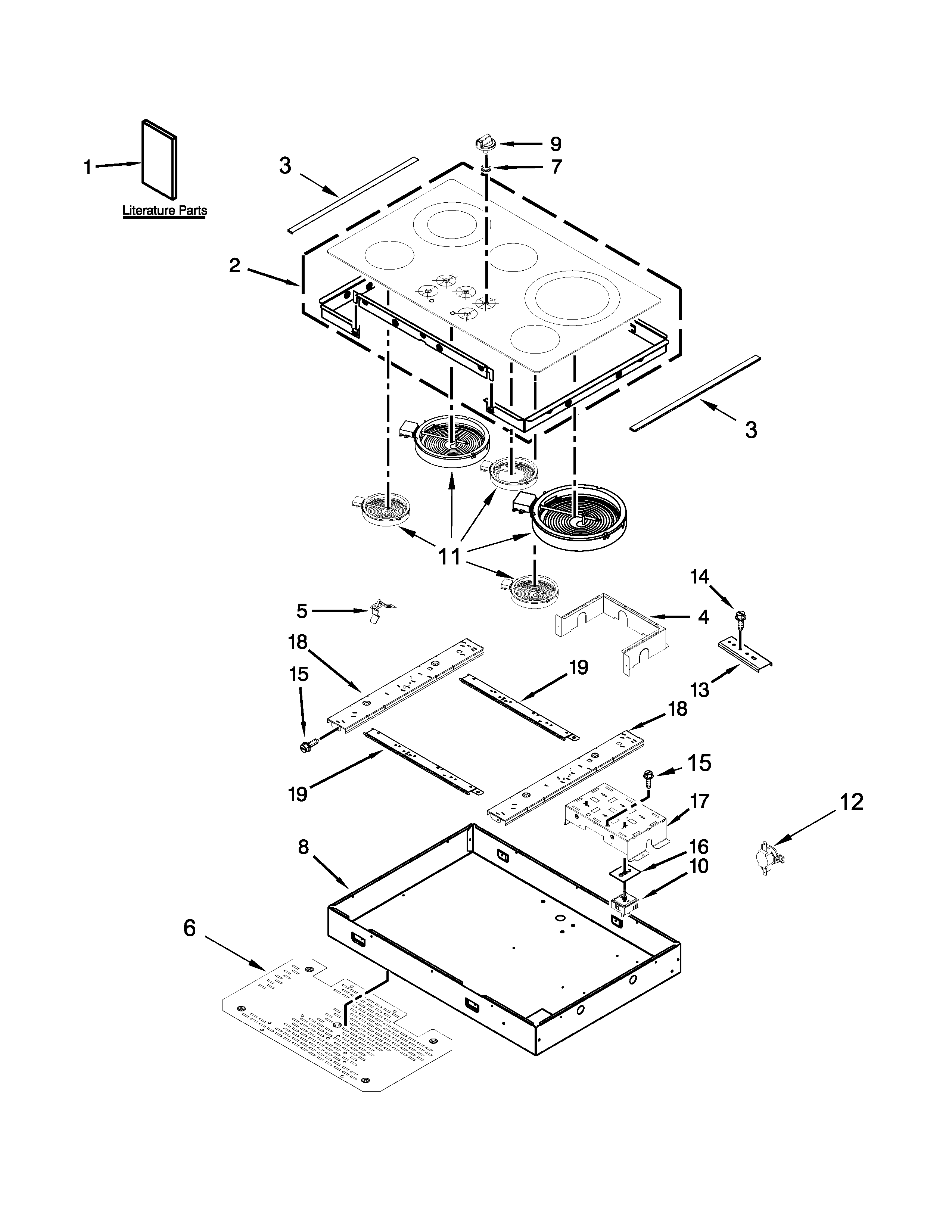 Maytag MEC9536BB02 cooktop parts diagram