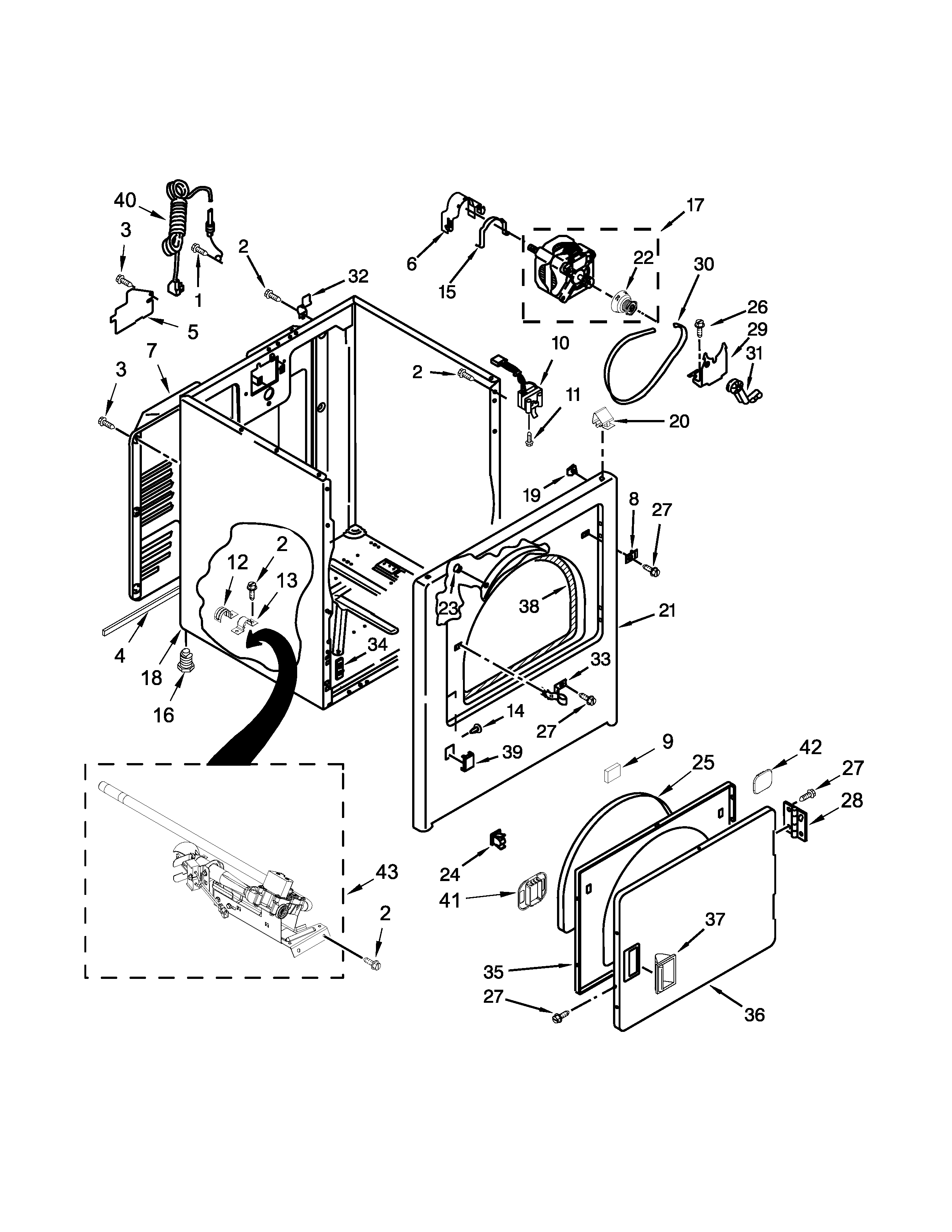 Amana NGD4655EW2 cabinet parts diagram