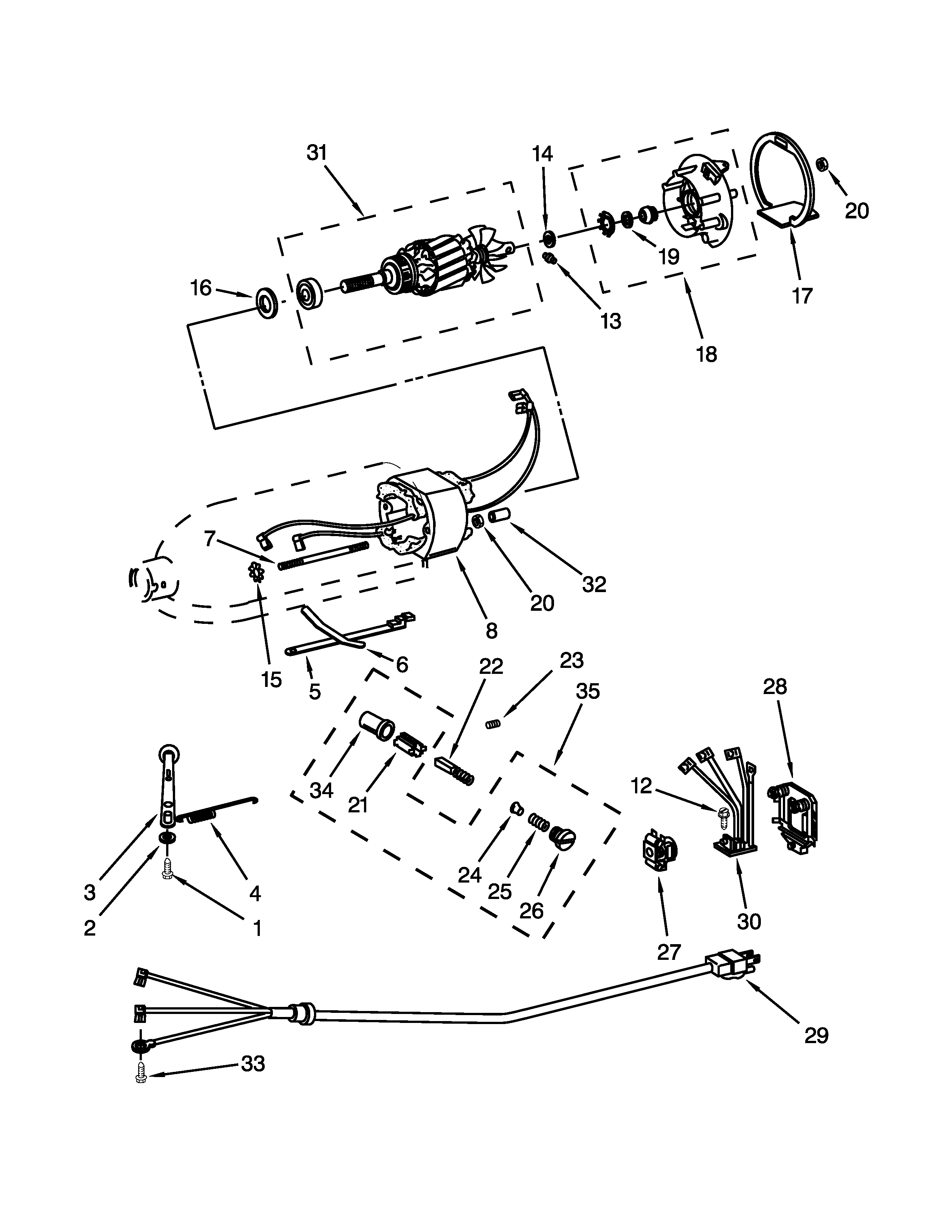 KitchenAid 5KSM150PSSOB4 motor and control unit parts diagram