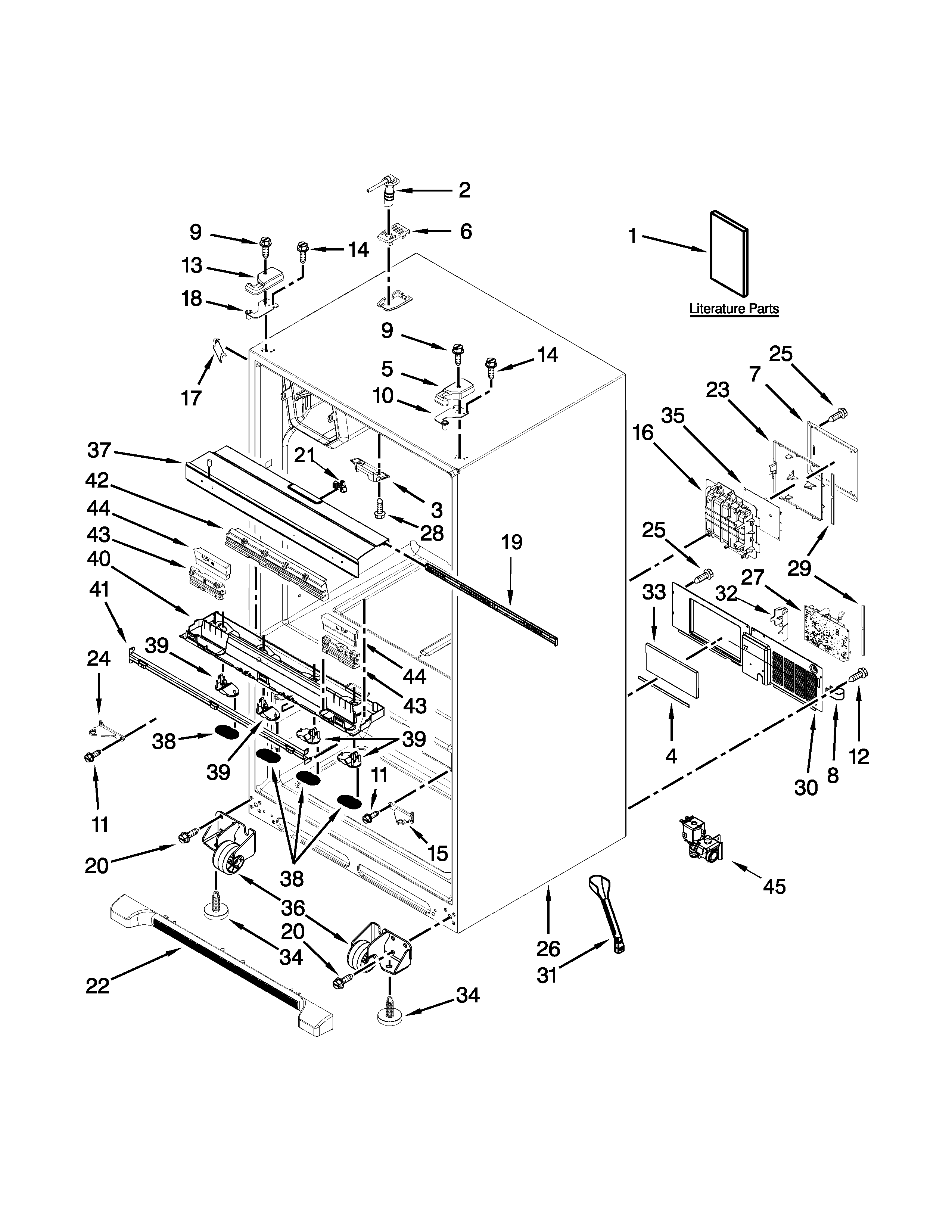 KitchenAid KFXS25RYBL2 cabinet parts diagram