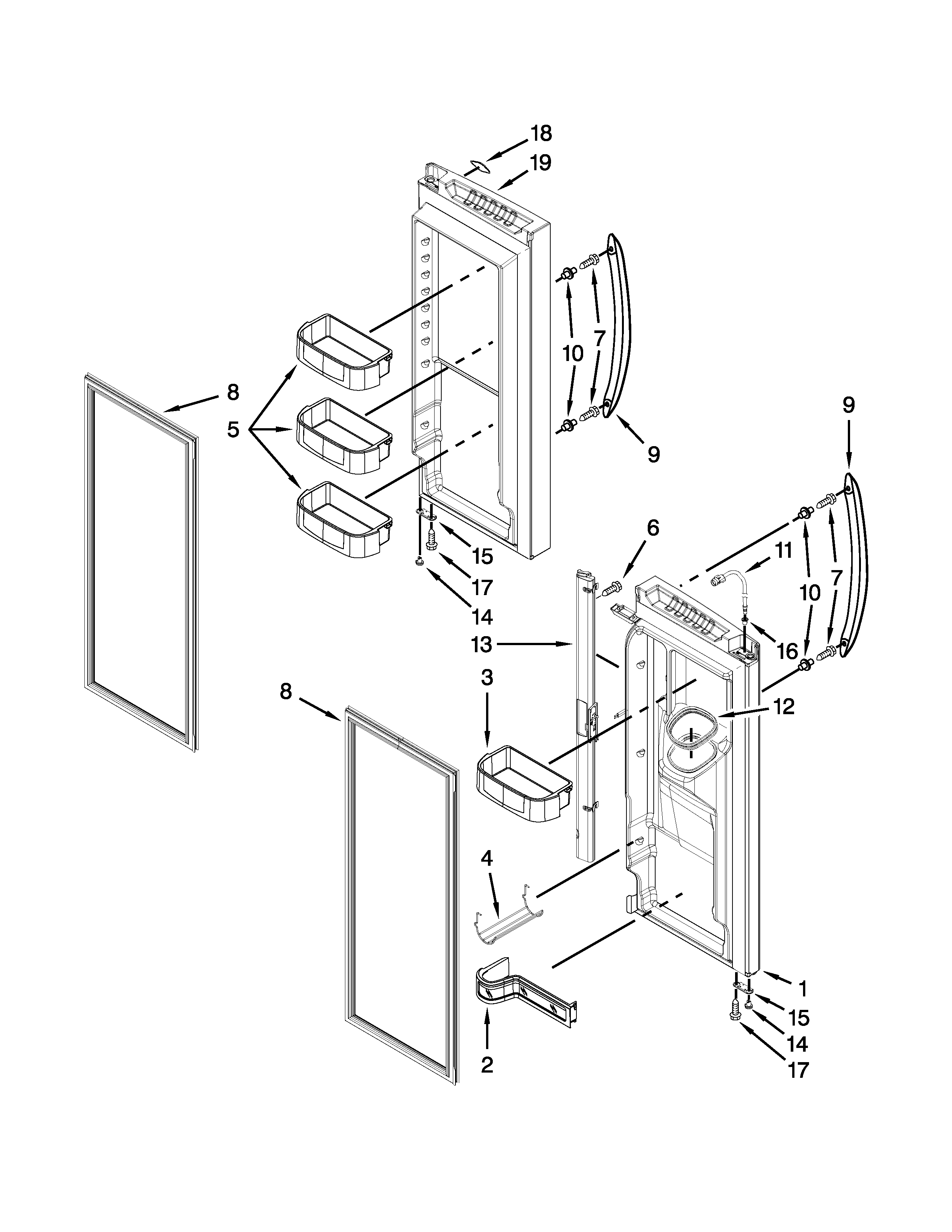 KitchenAid KFXS25RYBL2 refrigerator door parts diagram