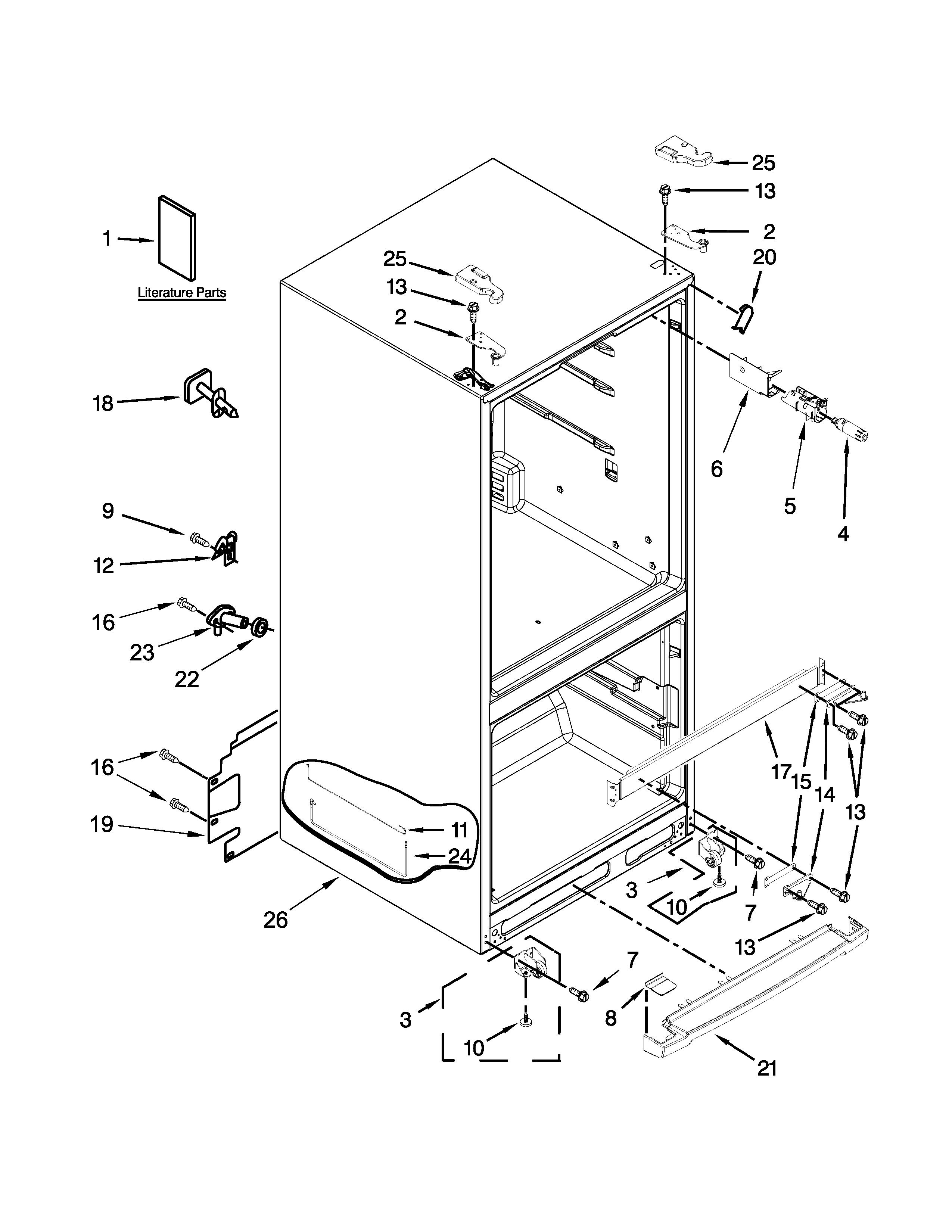 Whirlpool WRF560SEYW02 cabinet parts diagram