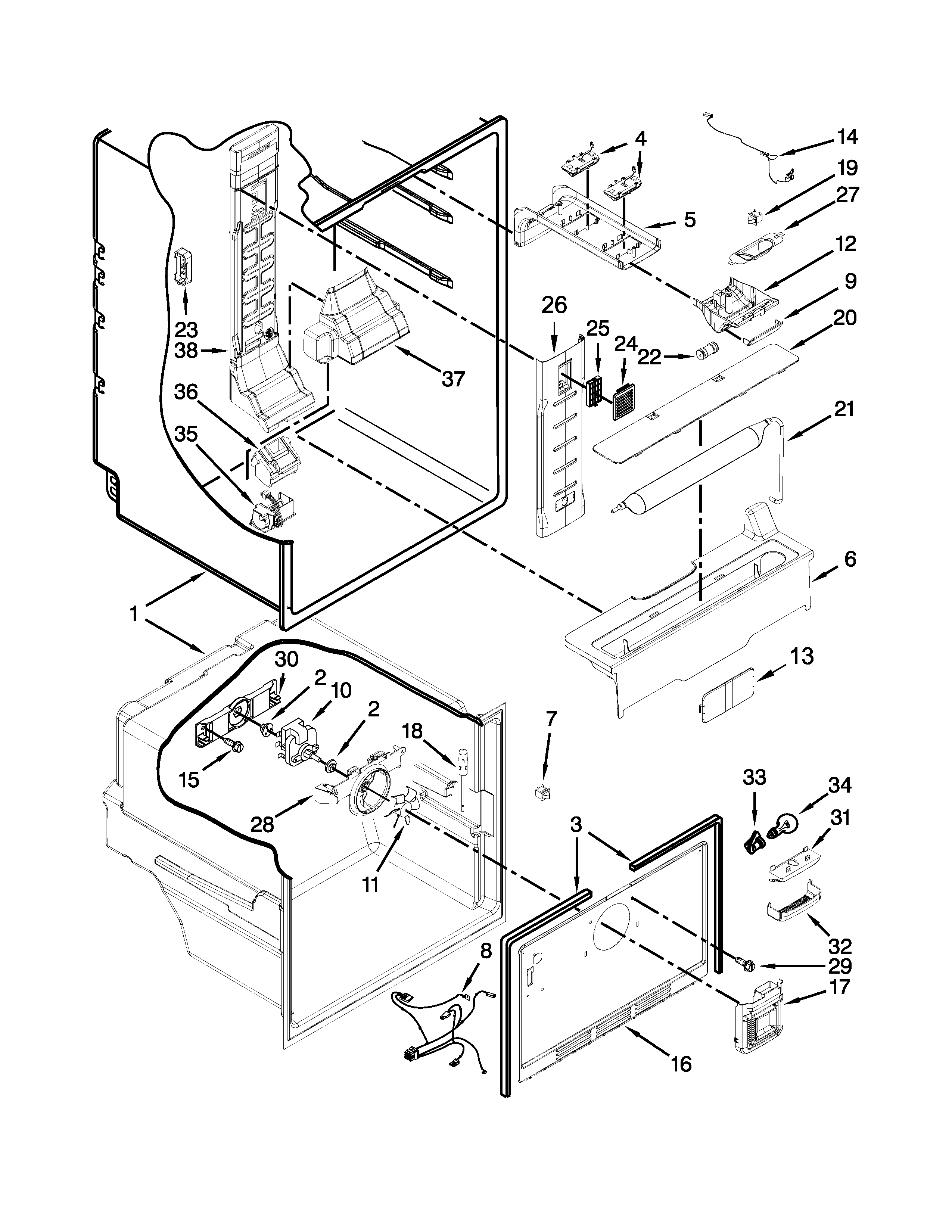 Whirlpool WRF560SEYW02 liner parts diagram