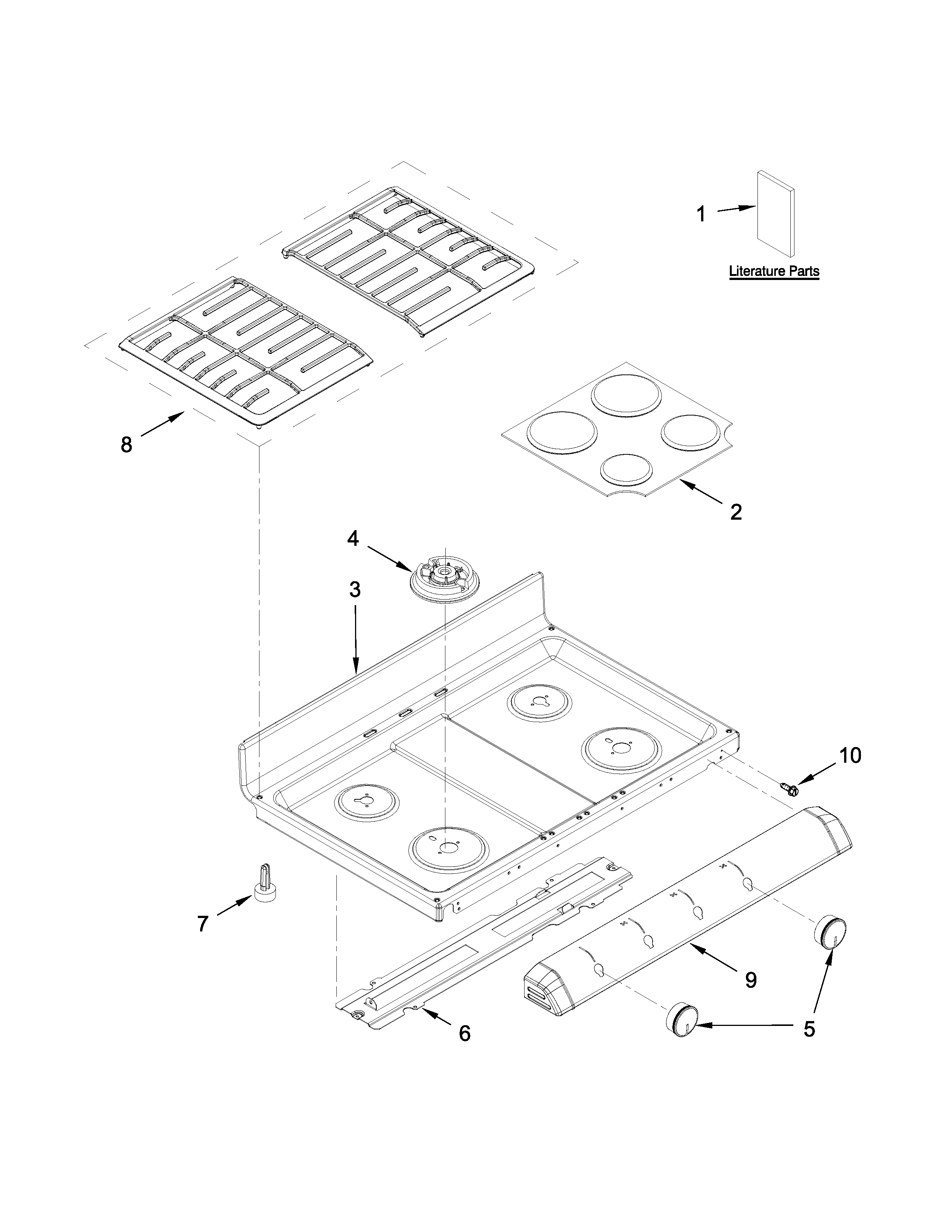 Whirlpool WGG555S0BS07 cooktop parts diagram