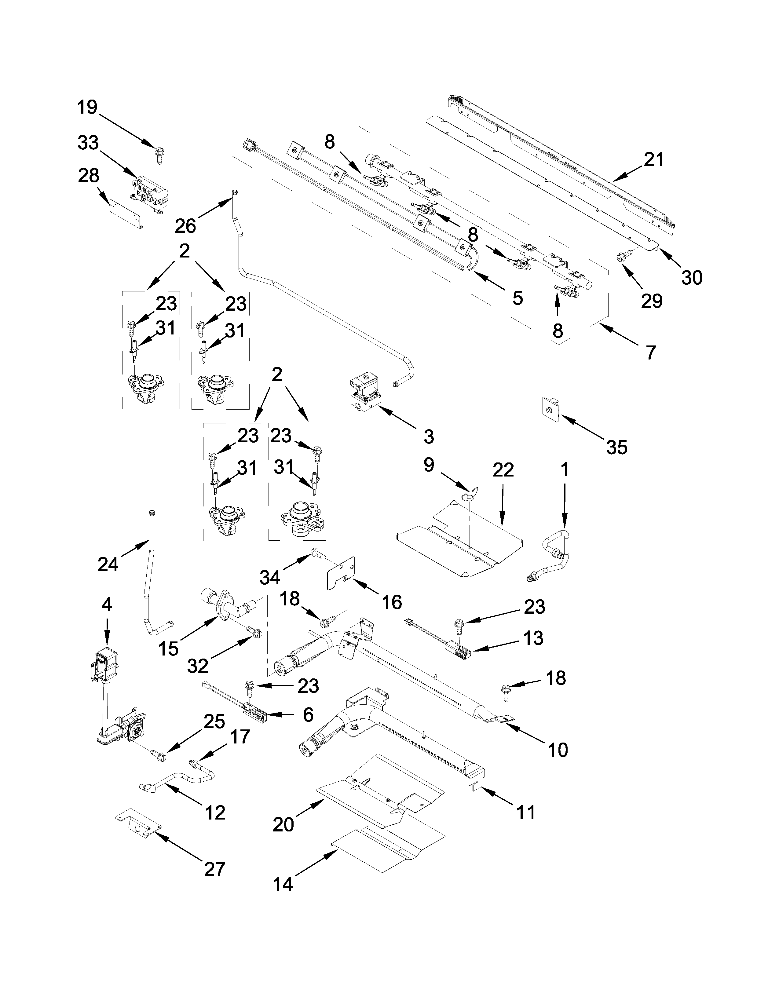 Whirlpool WGG555S0BS07 manifold parts diagram
