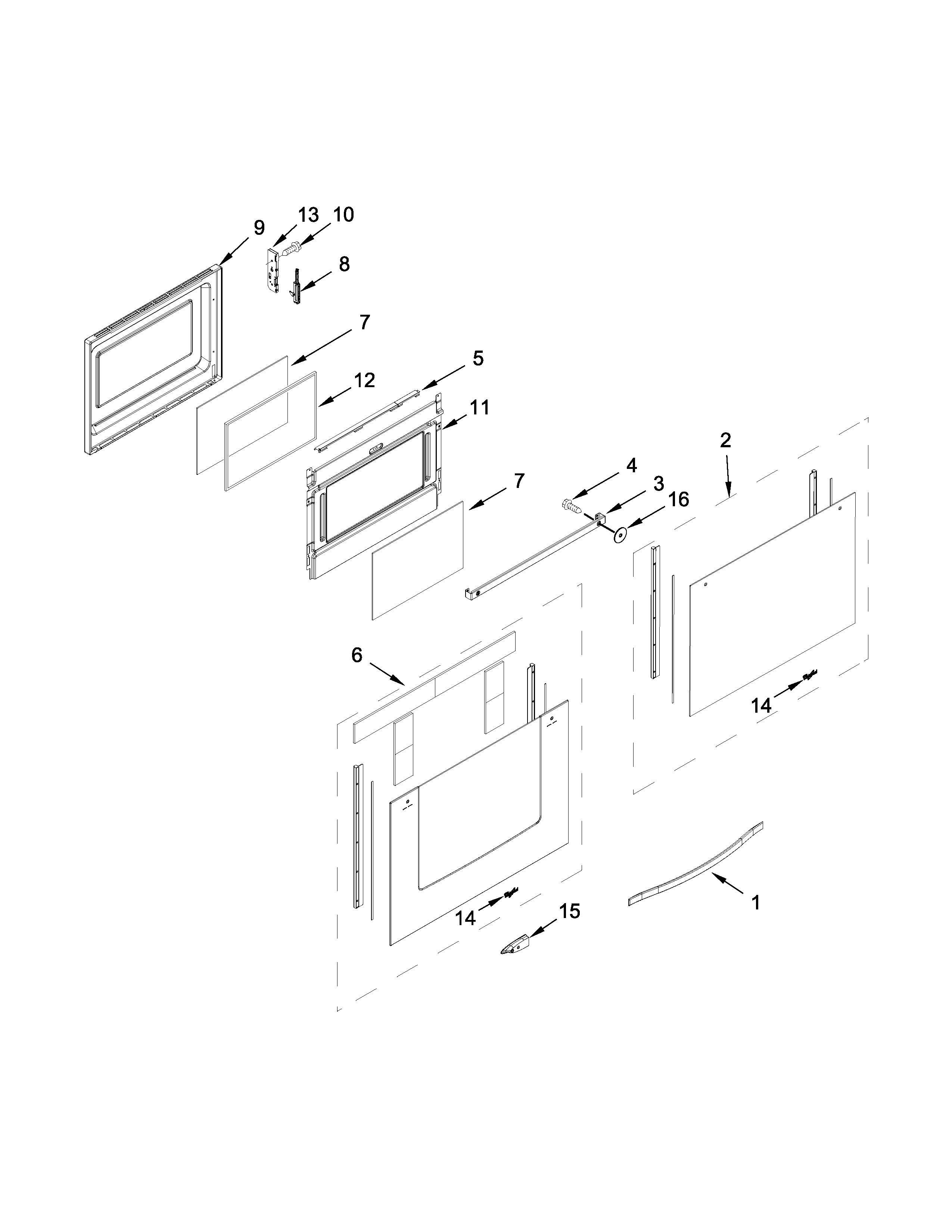 Whirlpool WGG555S0BS07 lower door parts diagram