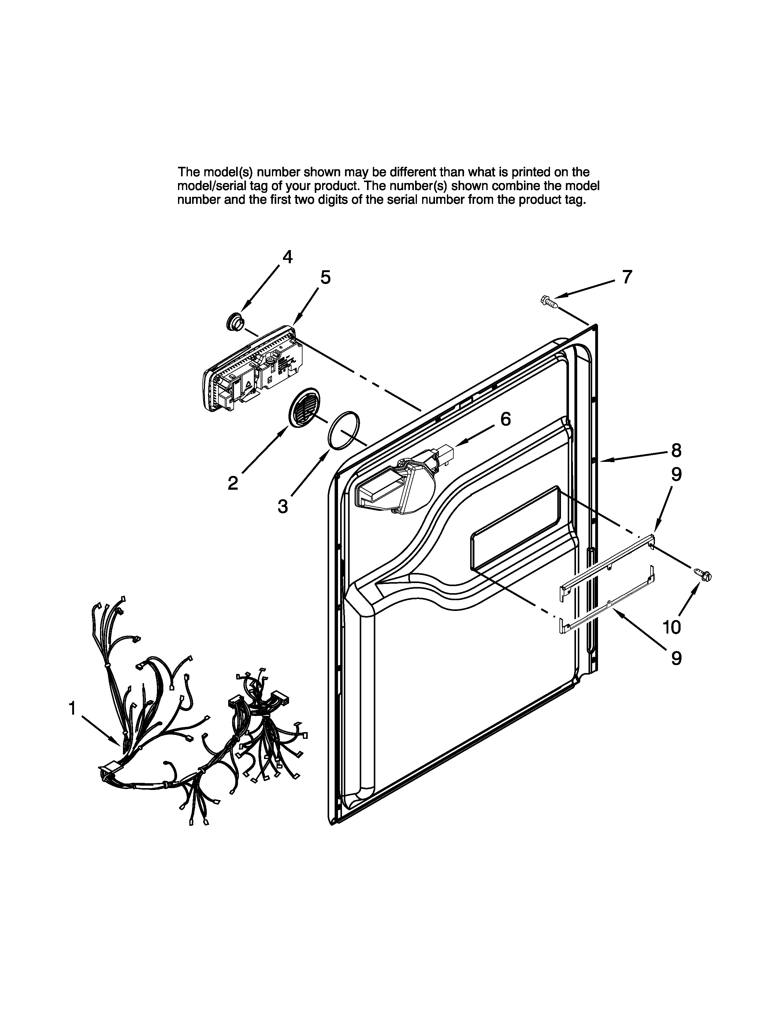 Maytag MDBM601AWQ3 door and latch parts diagram