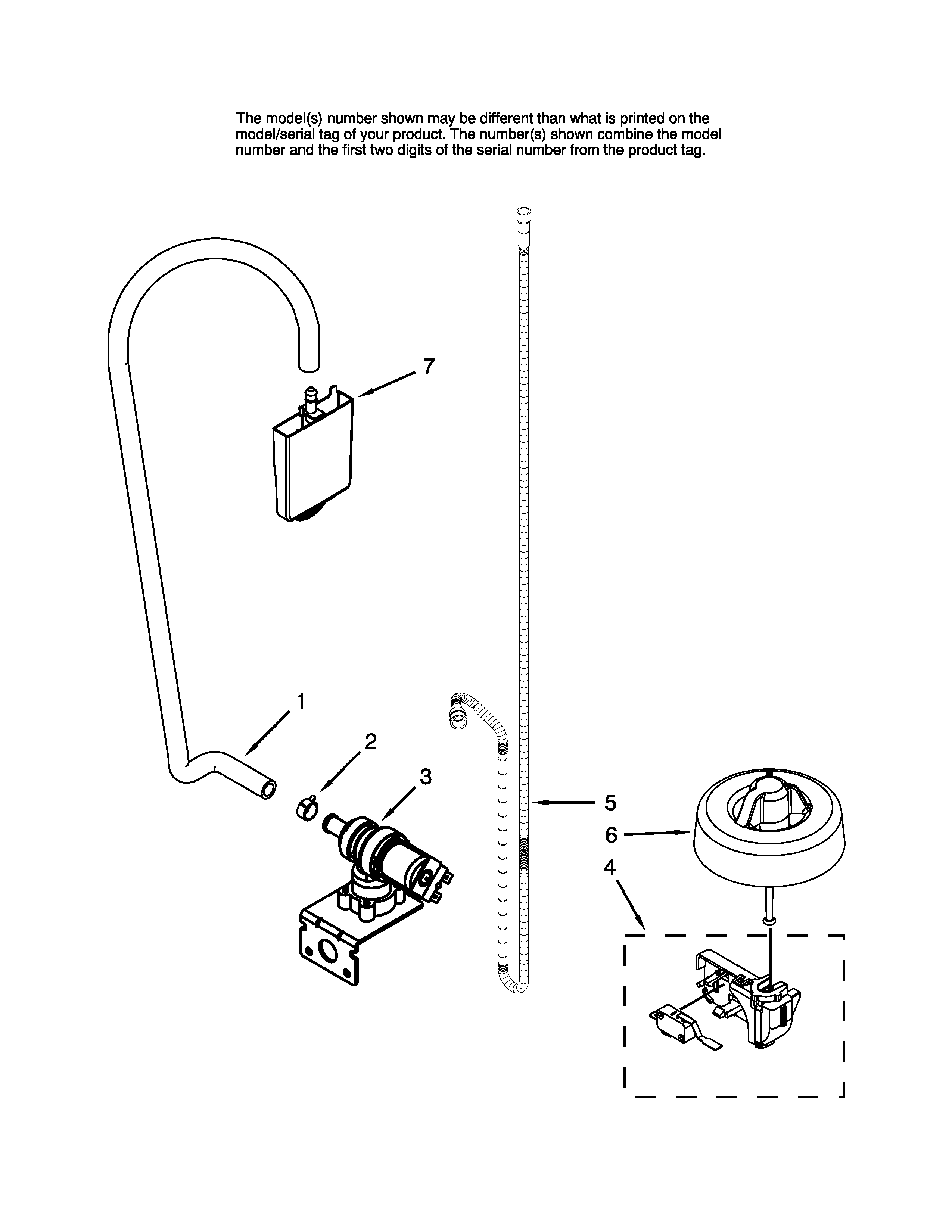 Maytag MDBM601AWQ3 fill and overfill parts diagram
