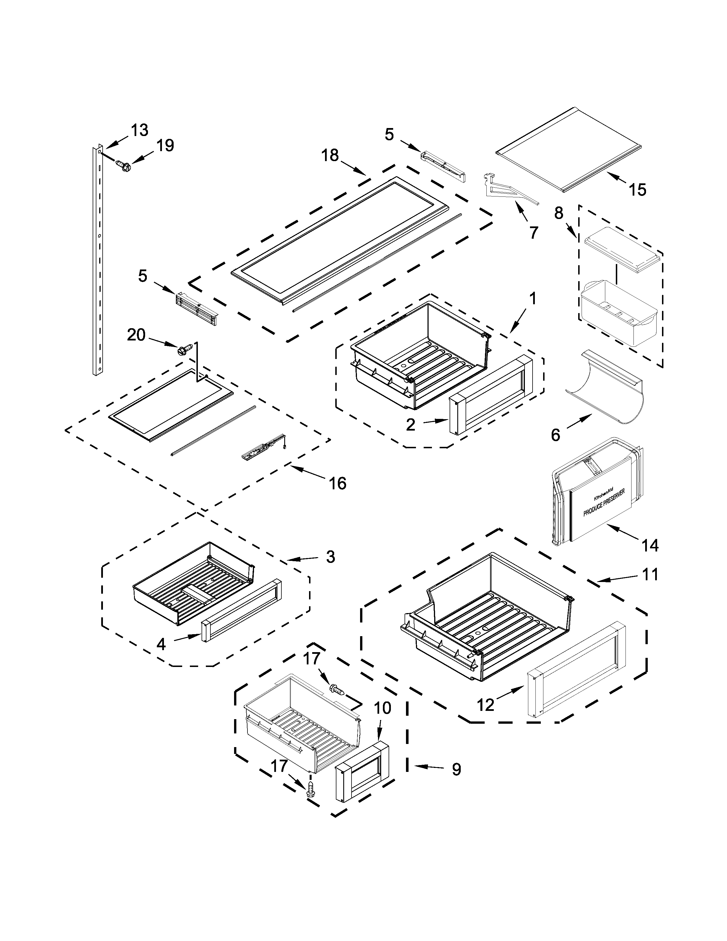 Jenn-Air JB36NXFXLE00 shelf parts diagram