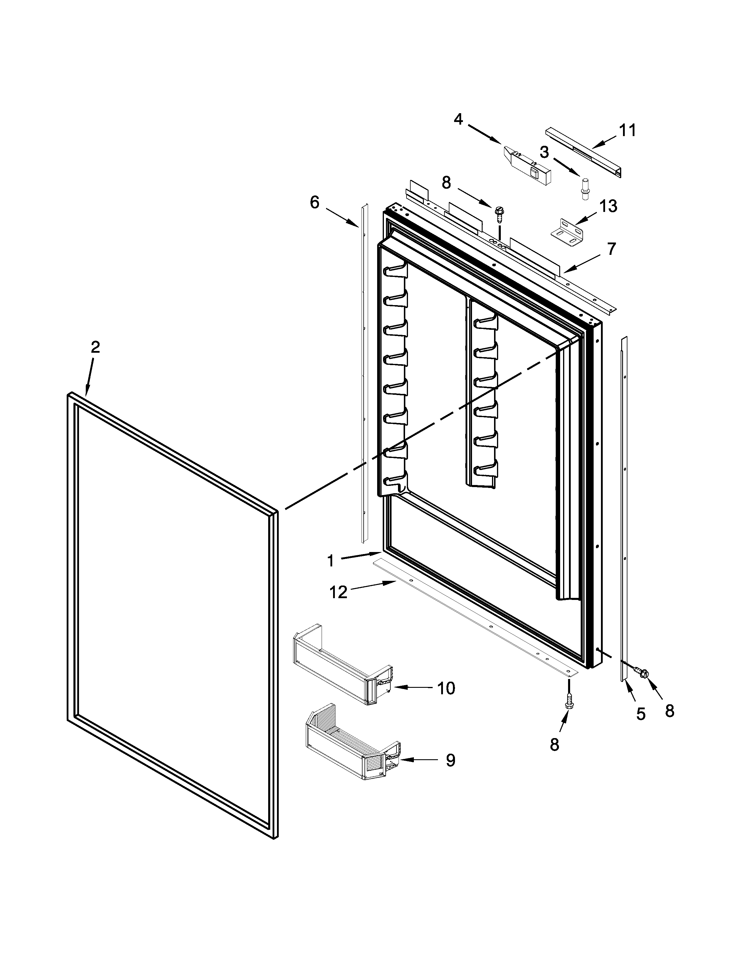 Jenn-Air JB36NXFXLE00 refrigerator door parts diagram