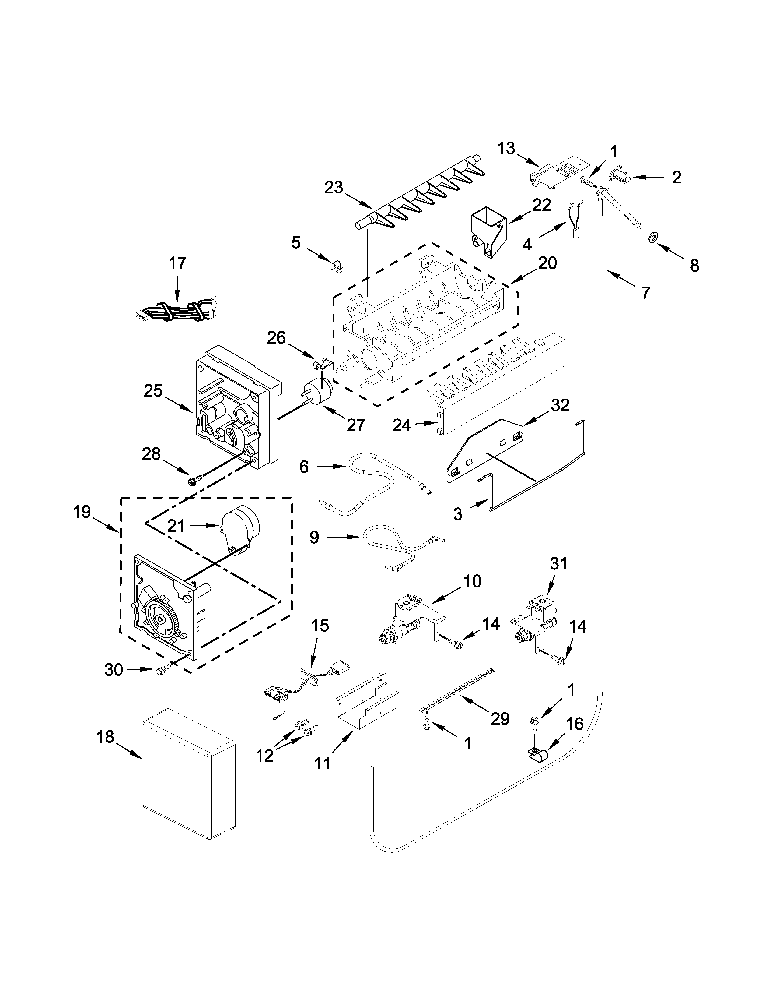 Jenn-Air JB36NXFXLE00 ice maker parts diagram