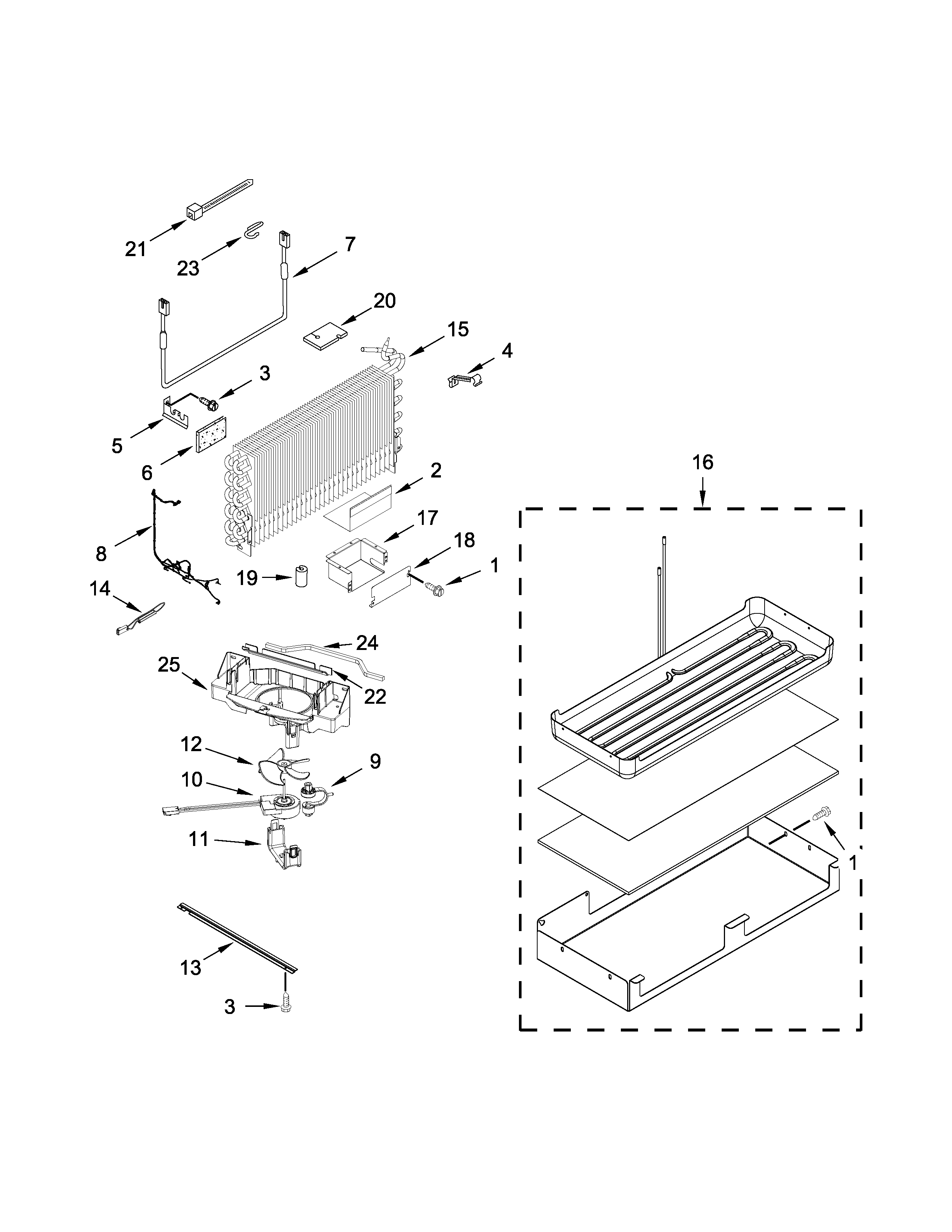 KitchenAid KBBL306EPA00 lower unit and tube parts diagram