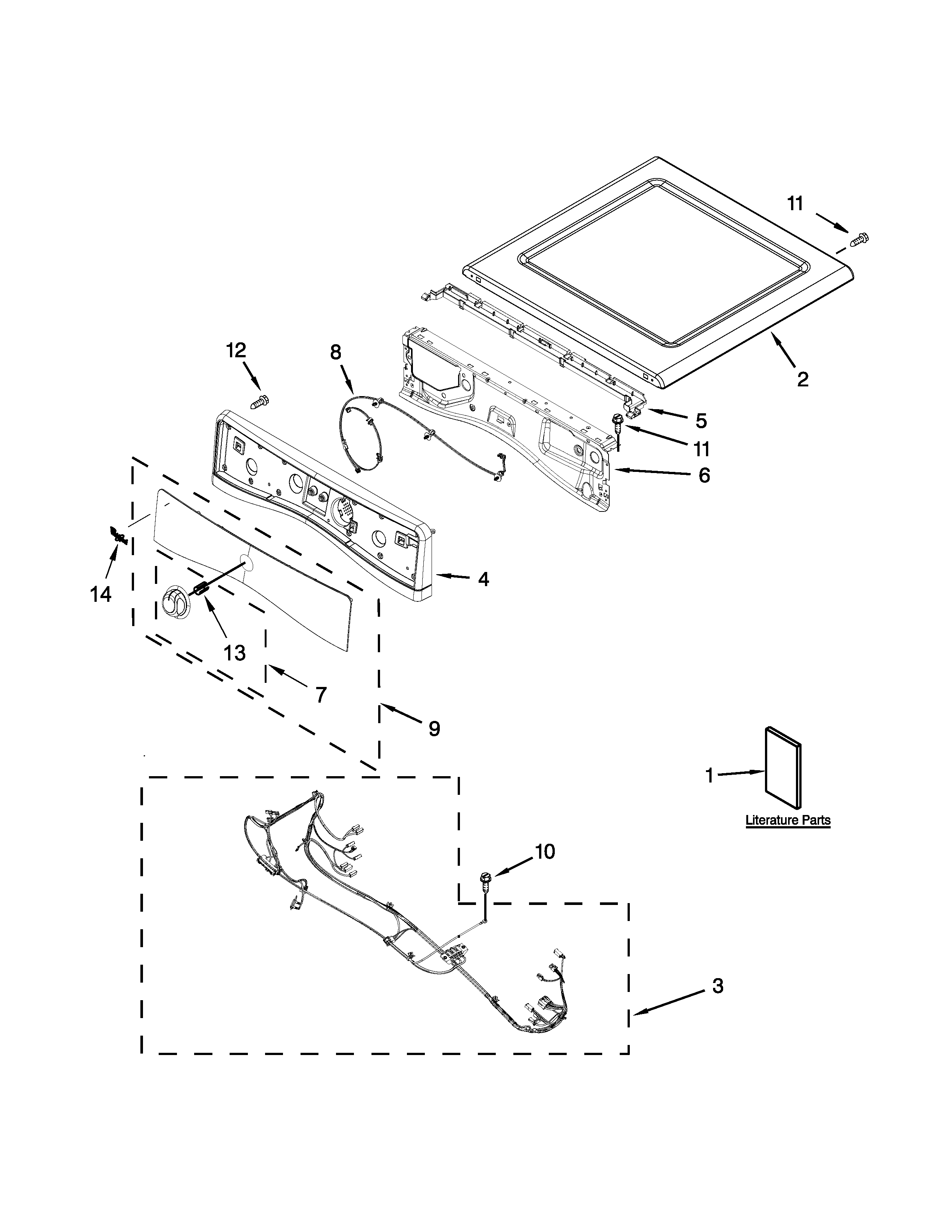 Whirlpool WED87HEDW1 top and console parts diagram