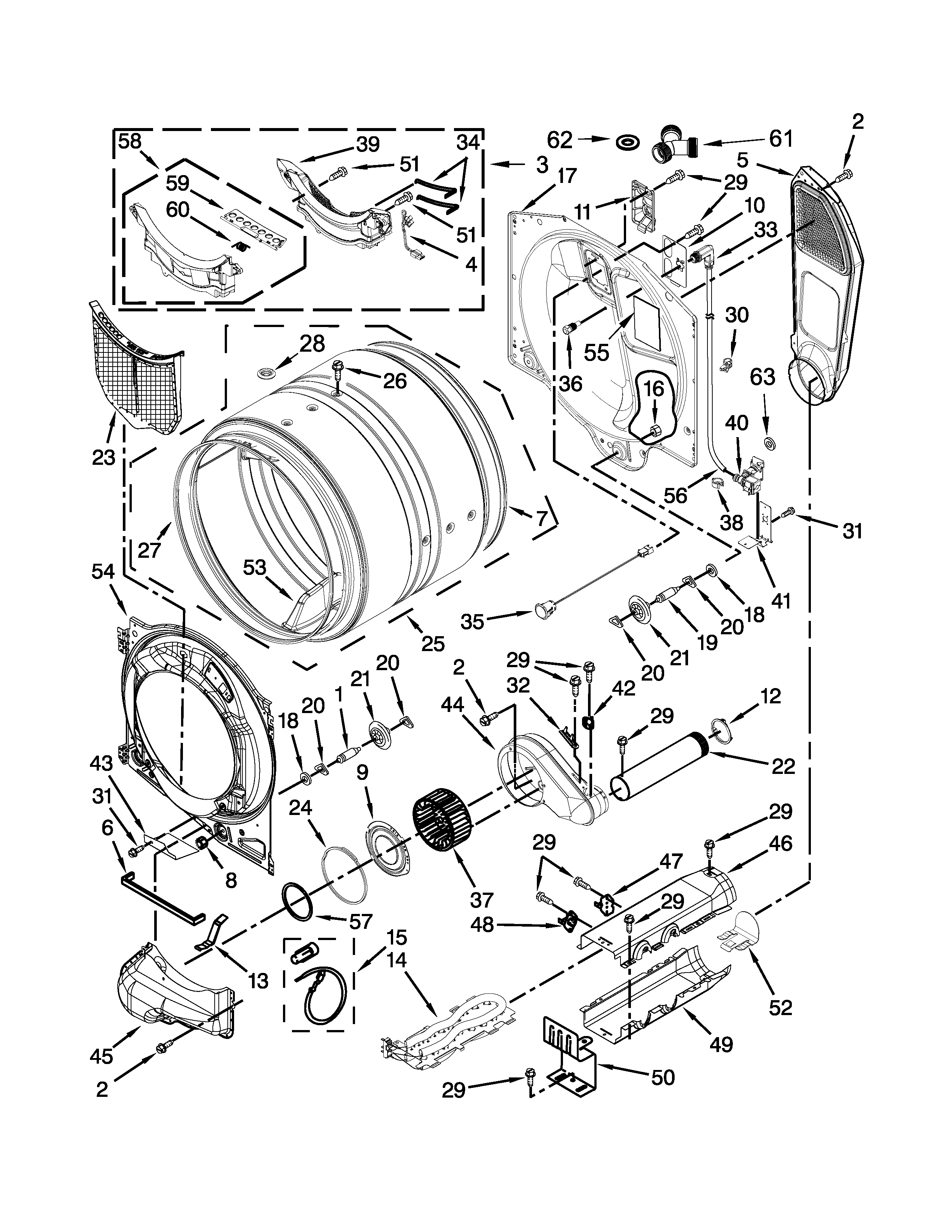 Whirlpool WED87HEDW1 bulkhead parts diagram