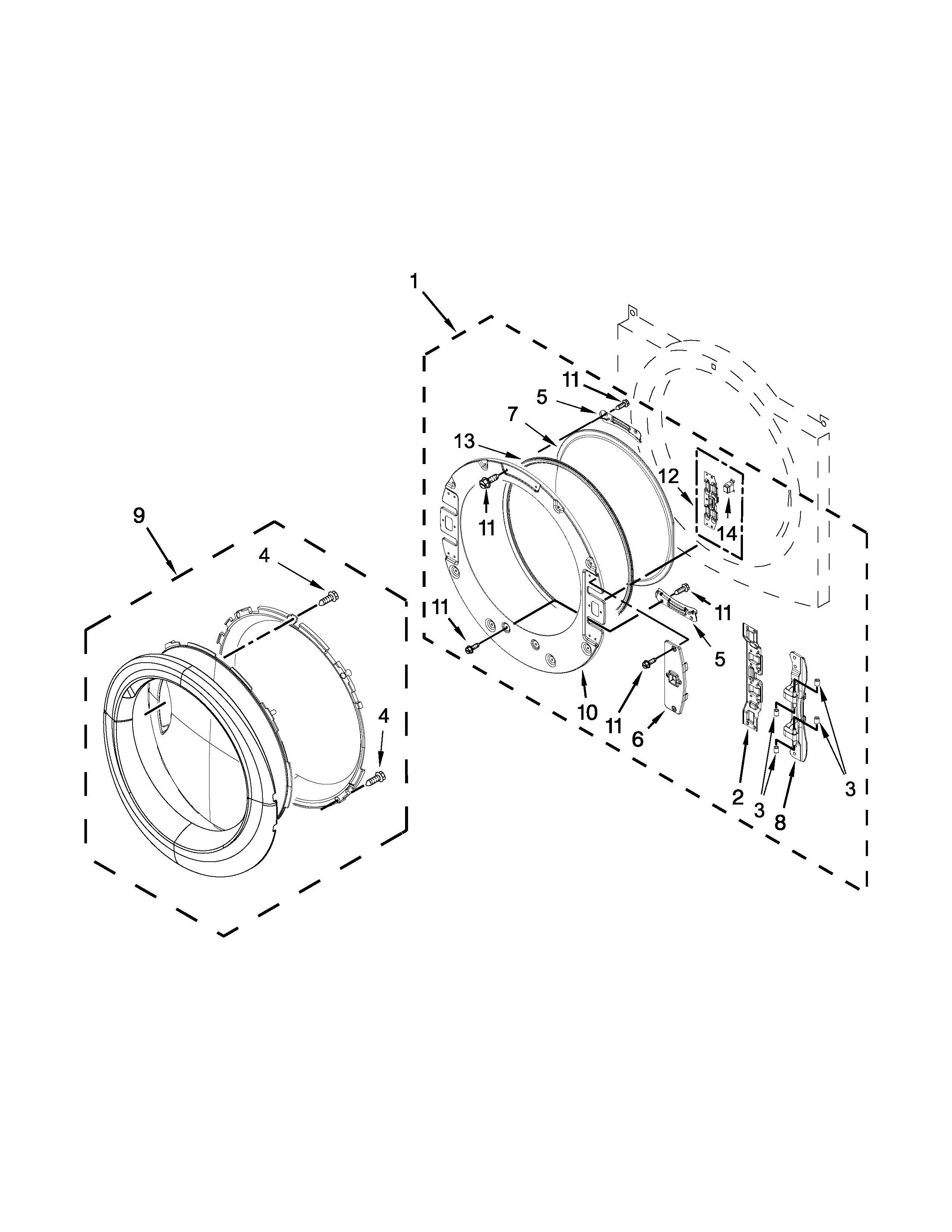 Whirlpool WED87HEDW1 door parts diagram