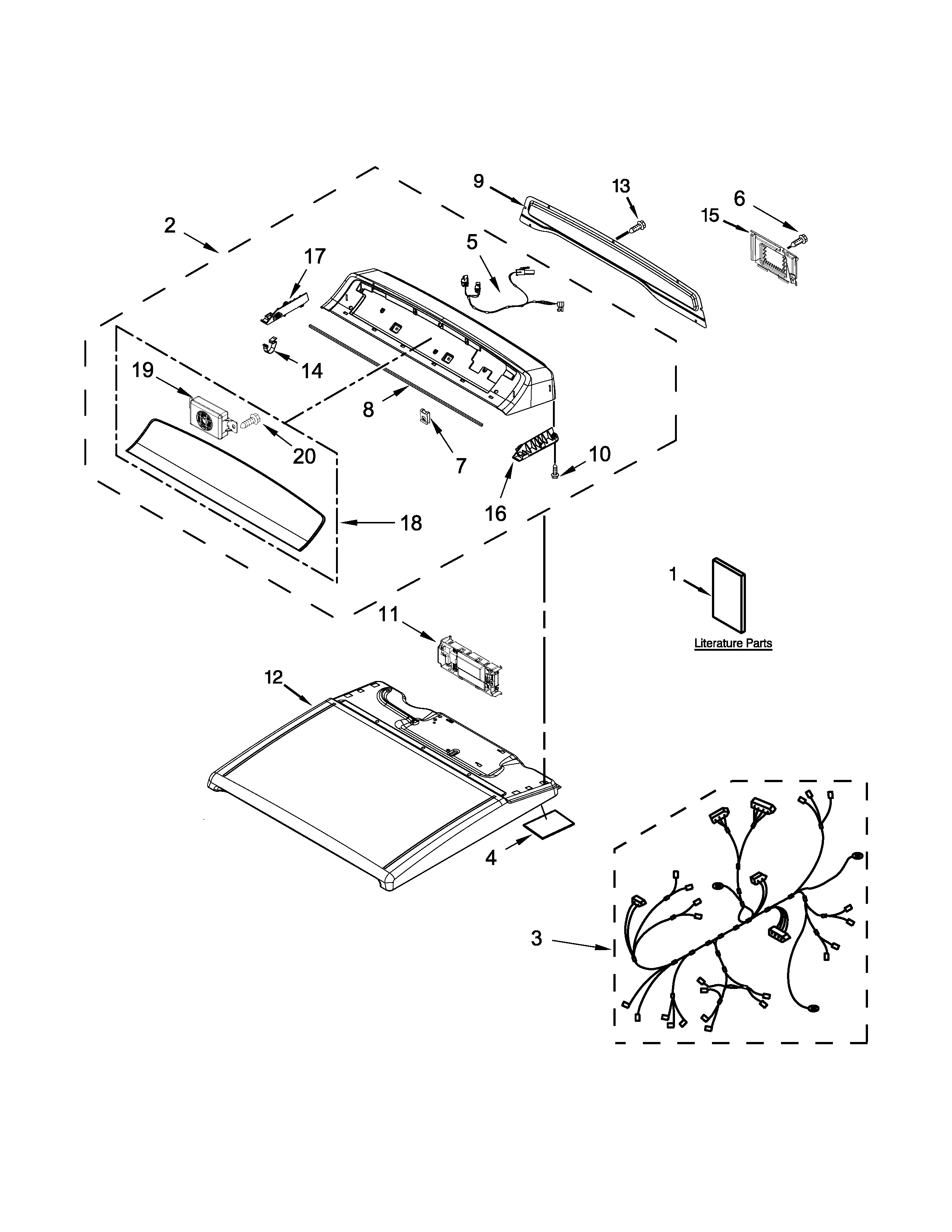 Whirlpool WED8500DR3 top and console parts diagram