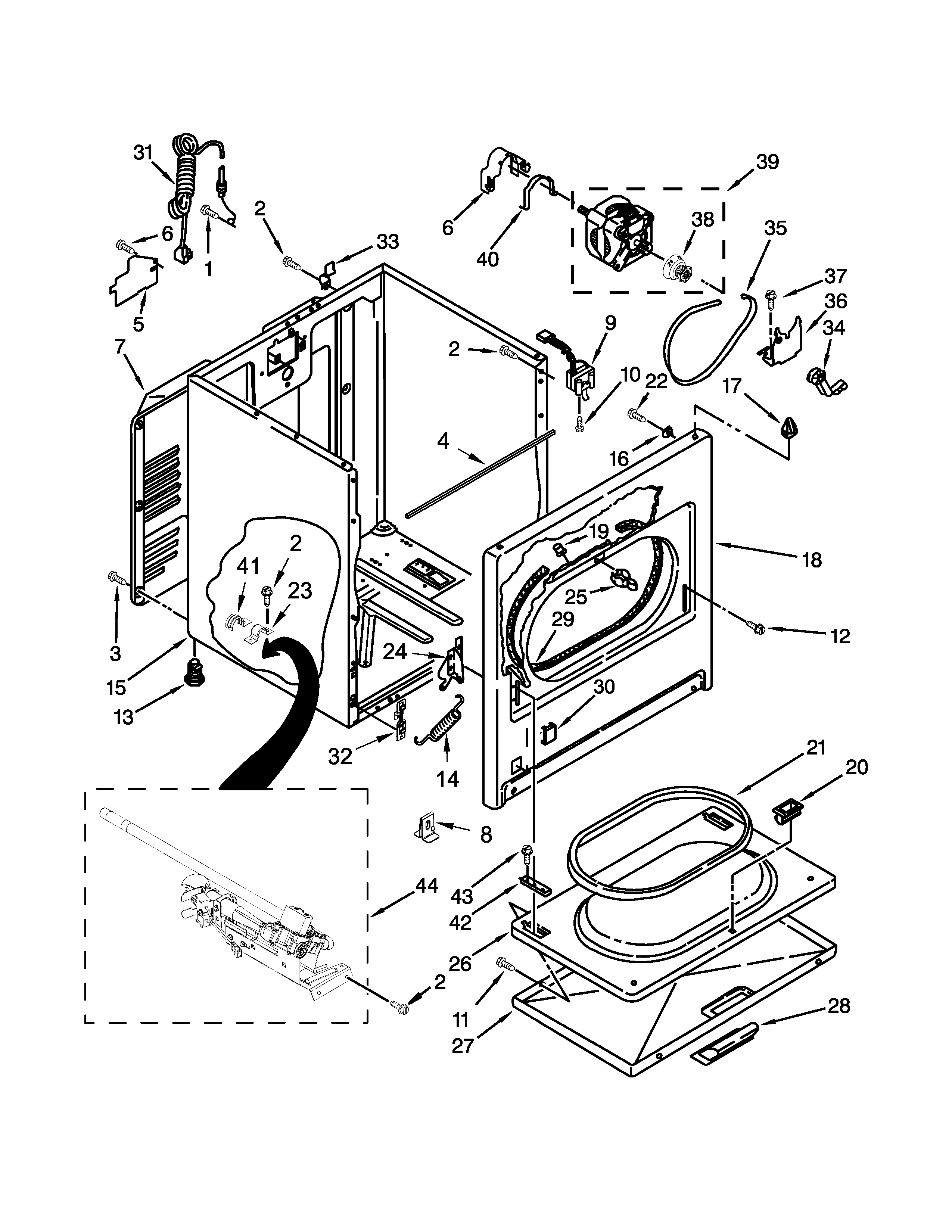 Whirlpool WGD5000DW3 cabinet parts diagram