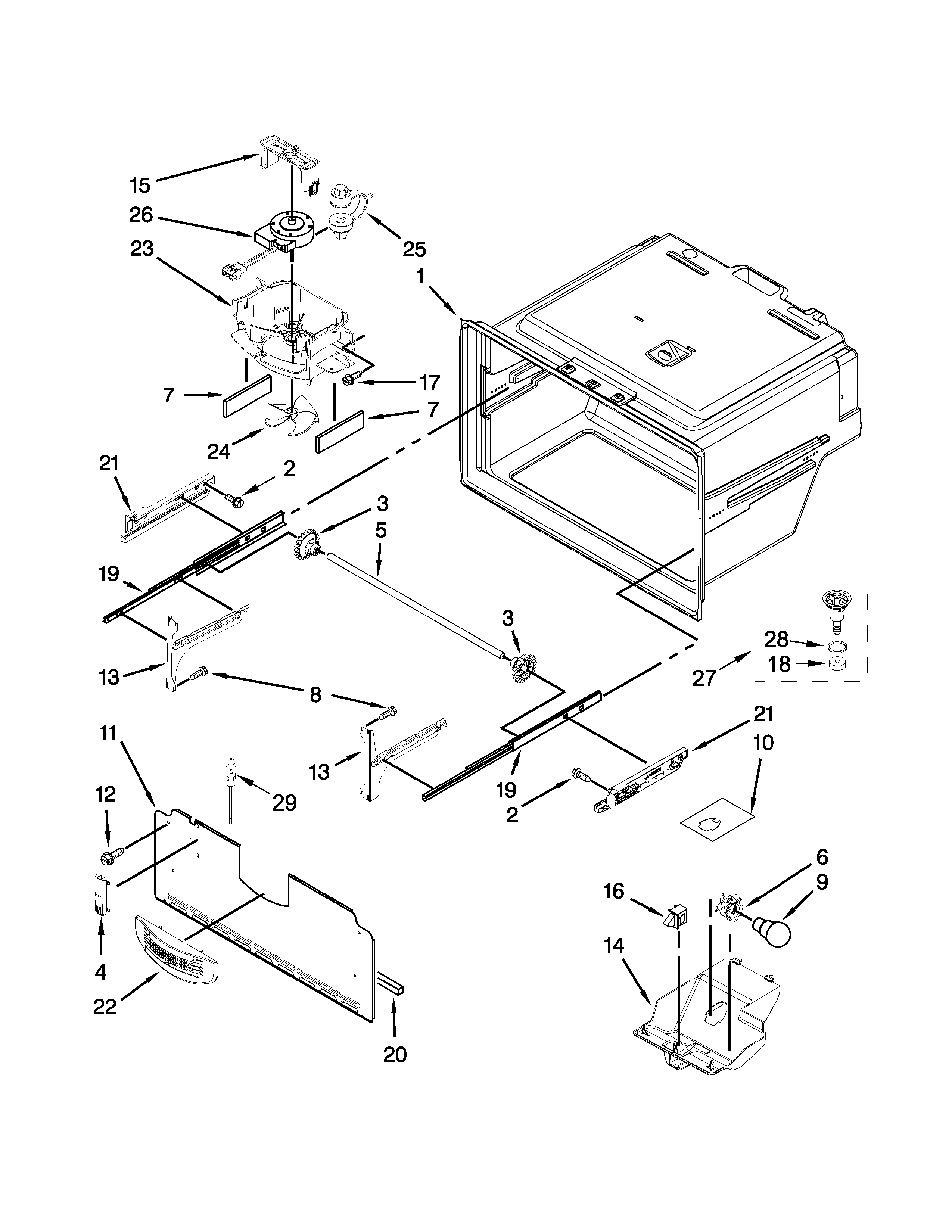 Maytag MFI2570FEZ00 freezer liner parts diagram
