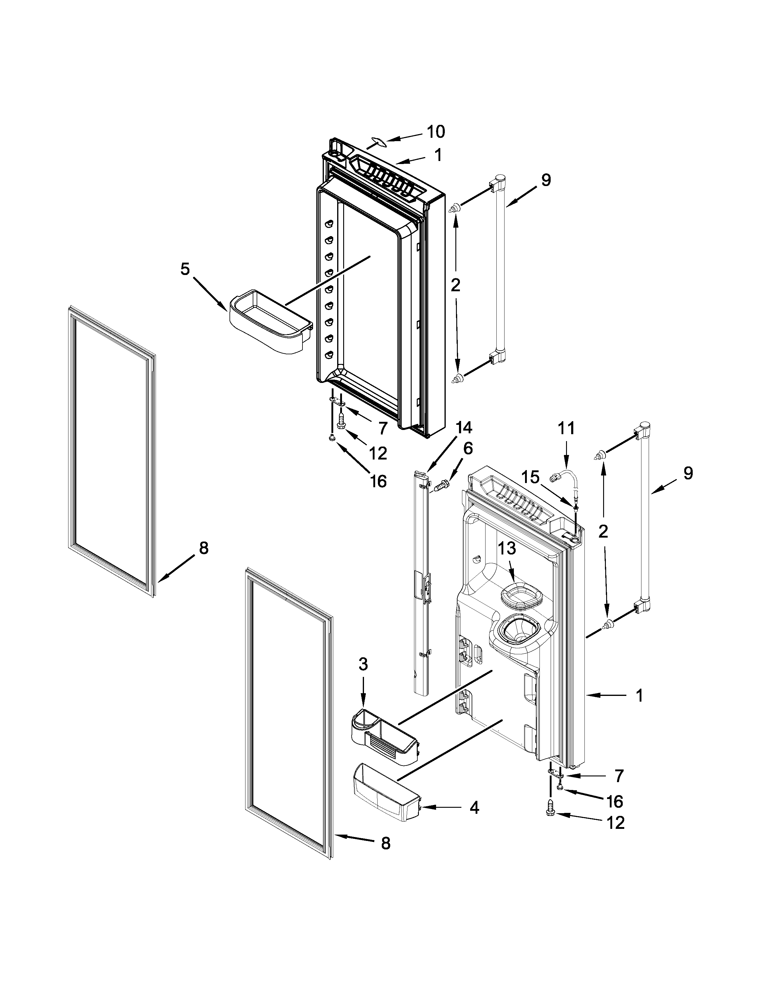 Maytag MFI2570FEZ00 refrigerator door parts diagram