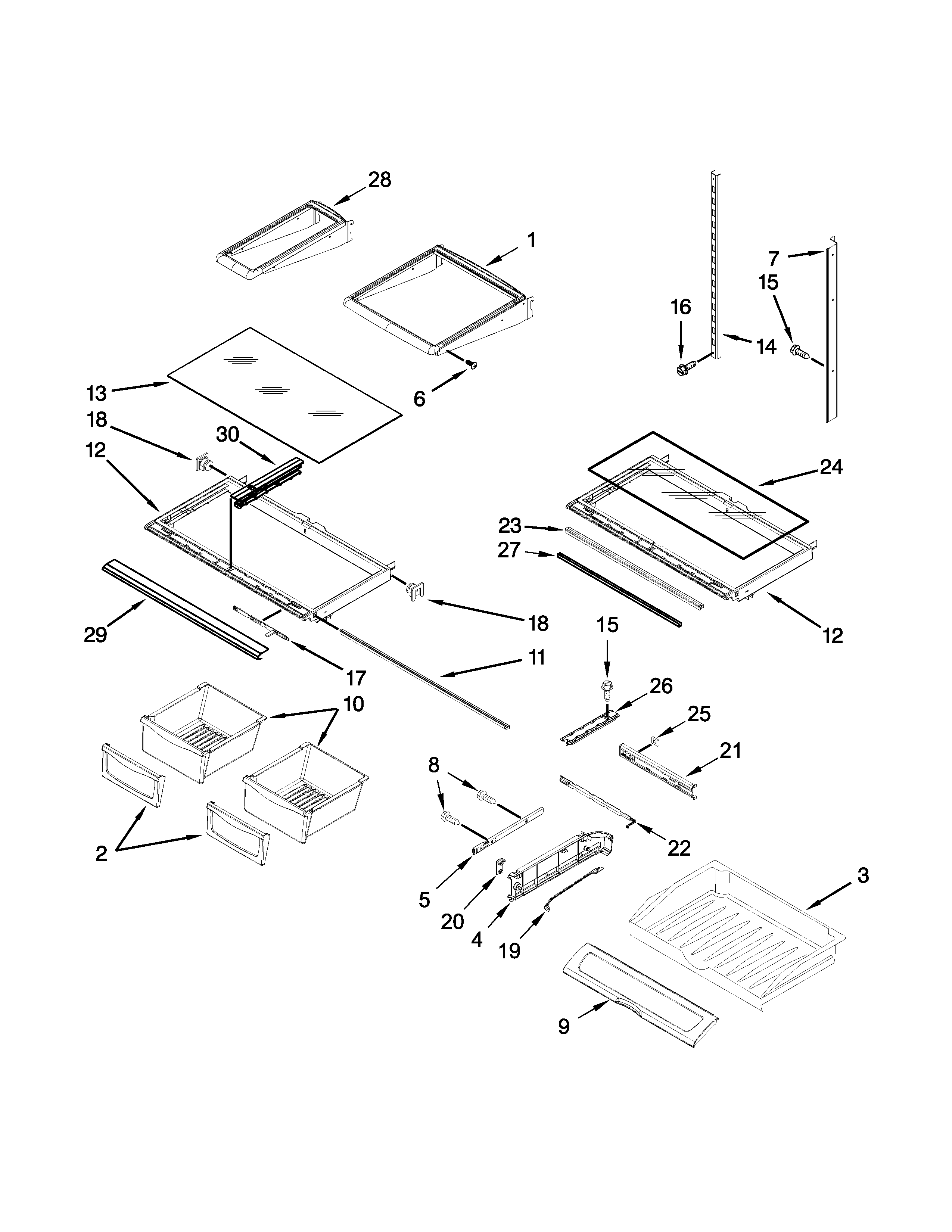 Maytag MFI2570FEZ00 shelf parts diagram