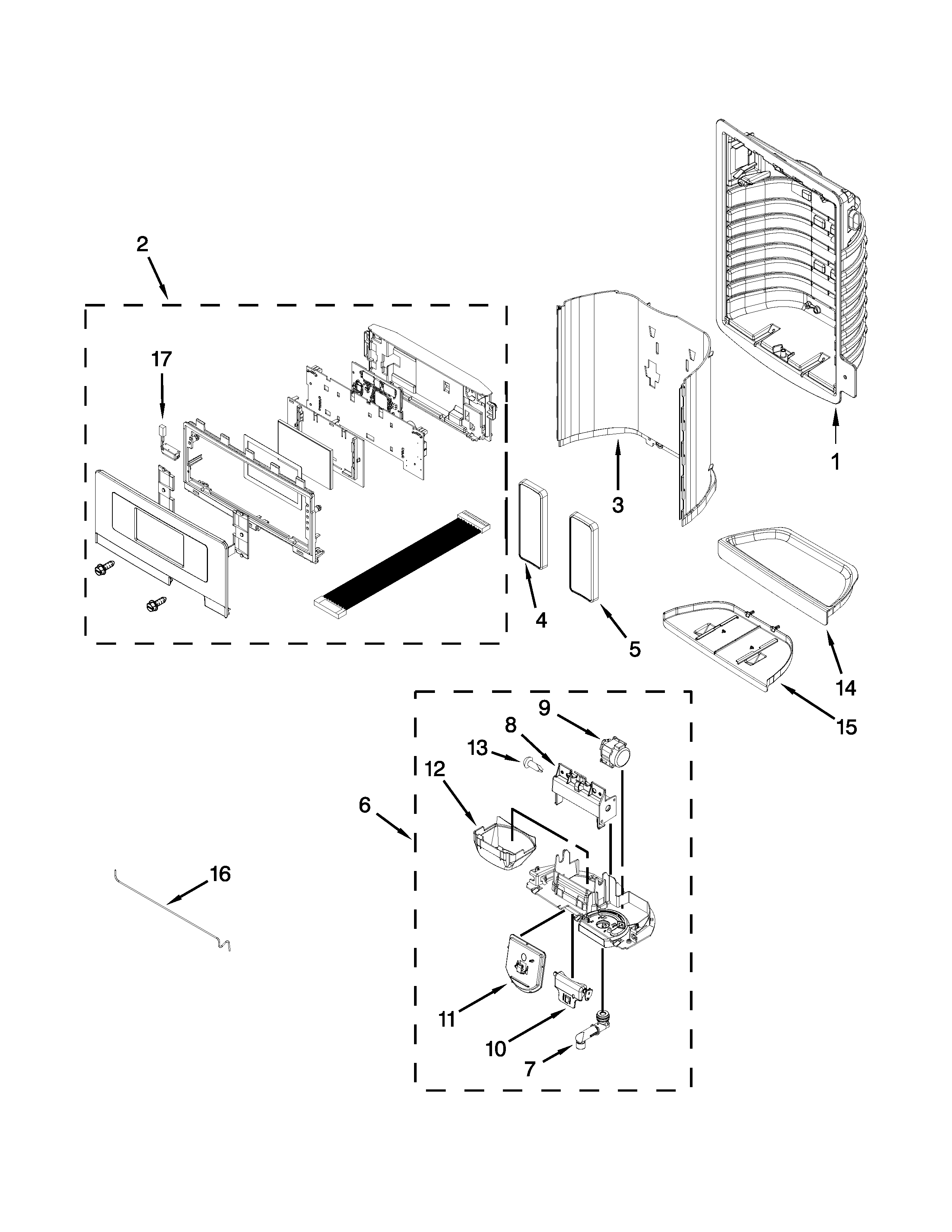 Maytag MFI2570FEZ00 dispenser front parts diagram