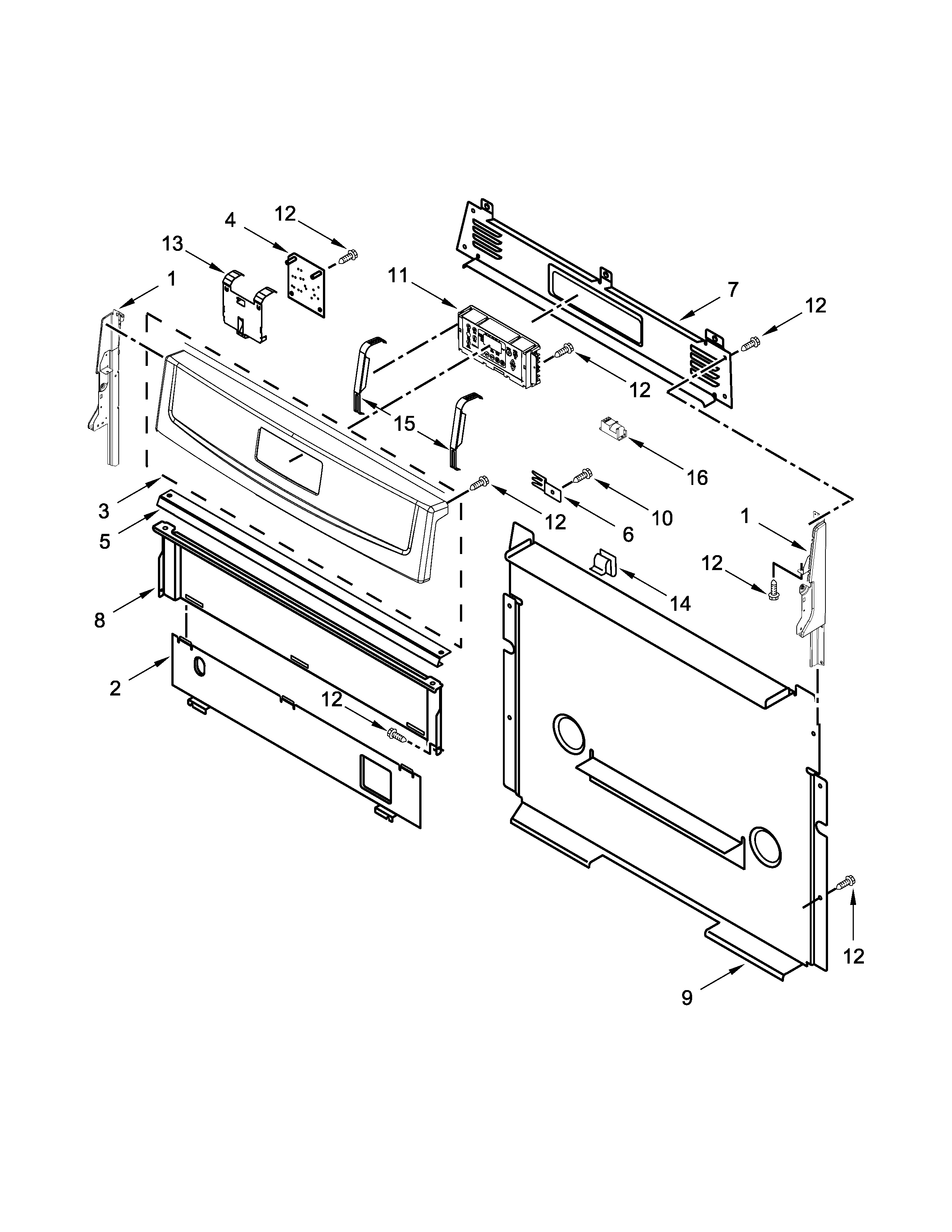 Amana AGR5630BDW2 control panel parts diagram