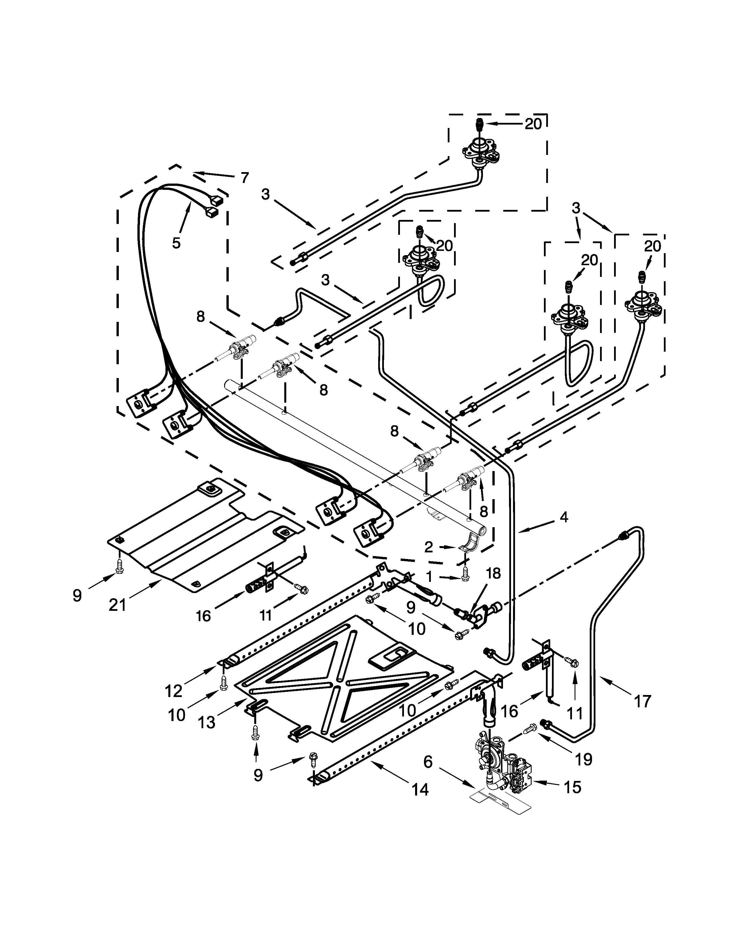 Amana AGR5630BDW2 manifold parts diagram