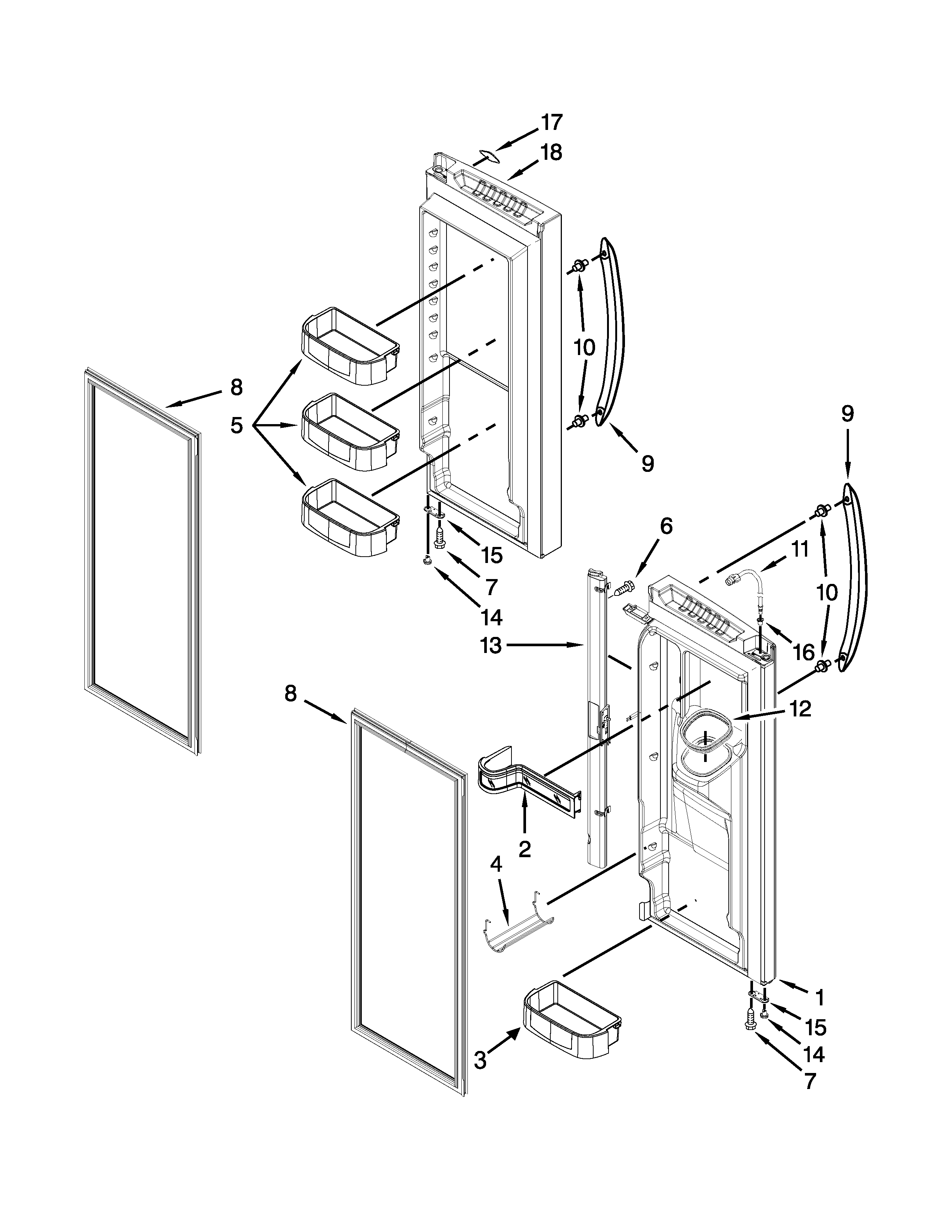 KitchenAid KFXS25RYWH4 refrigerator door parts diagram