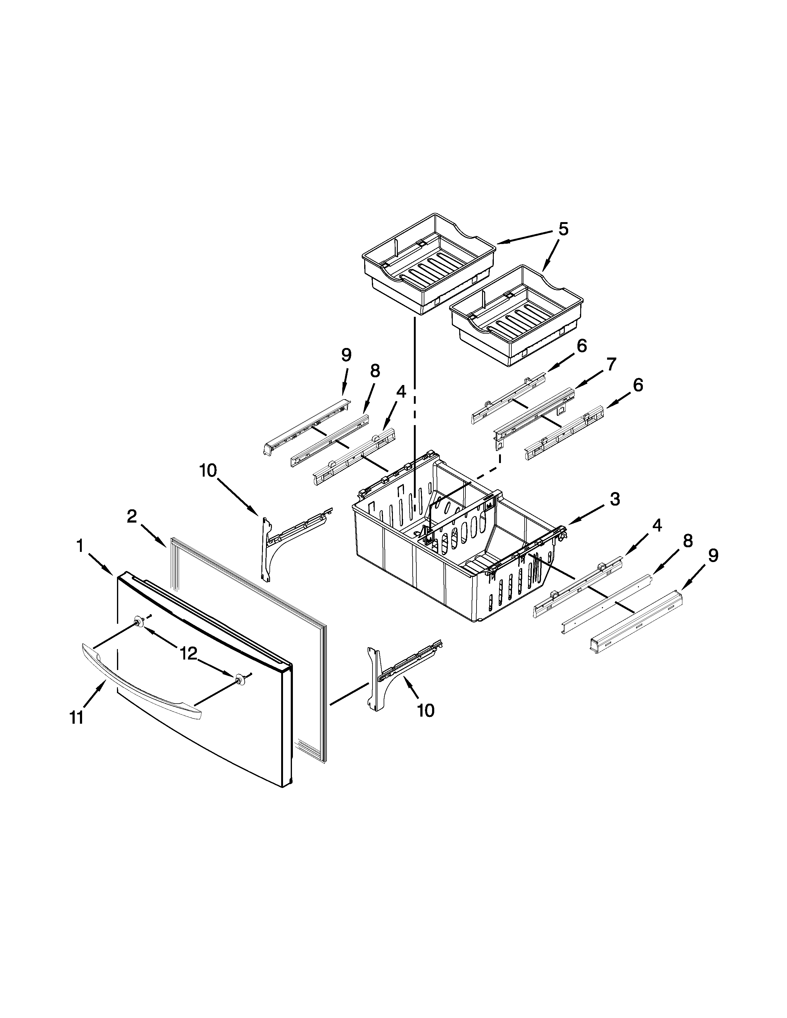 KitchenAid KFXS25RYWH4 freezer door parts diagram