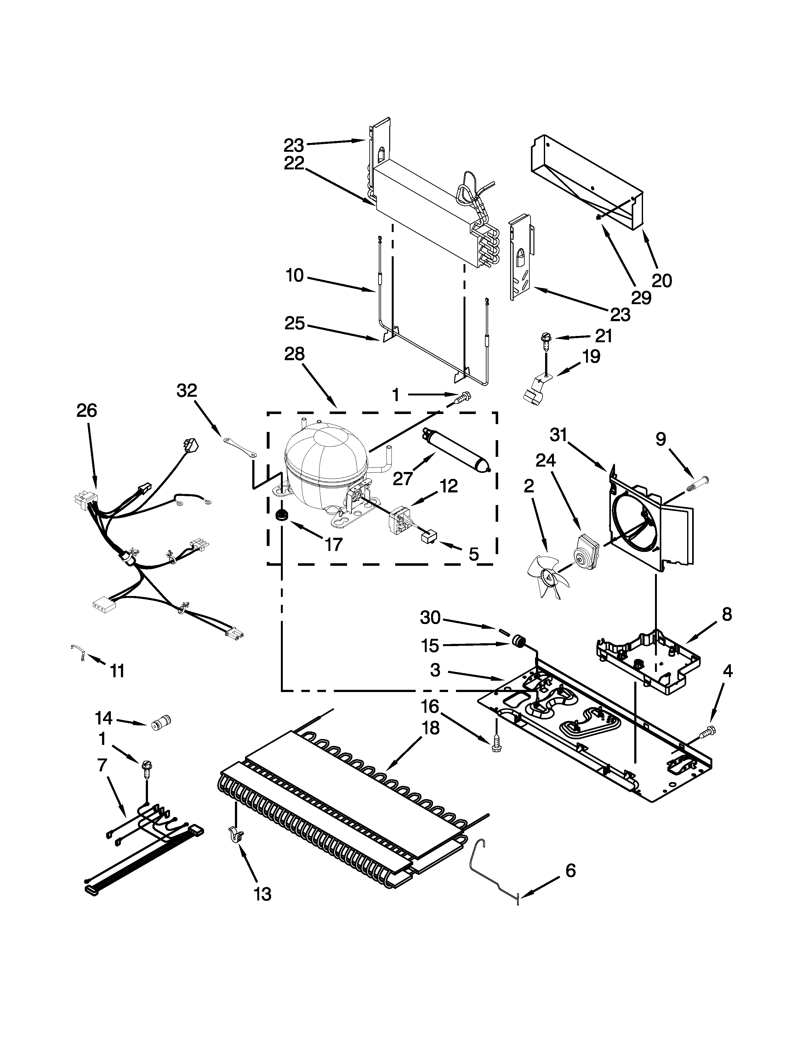 KitchenAid KFXS25RYWH4 unit parts diagram