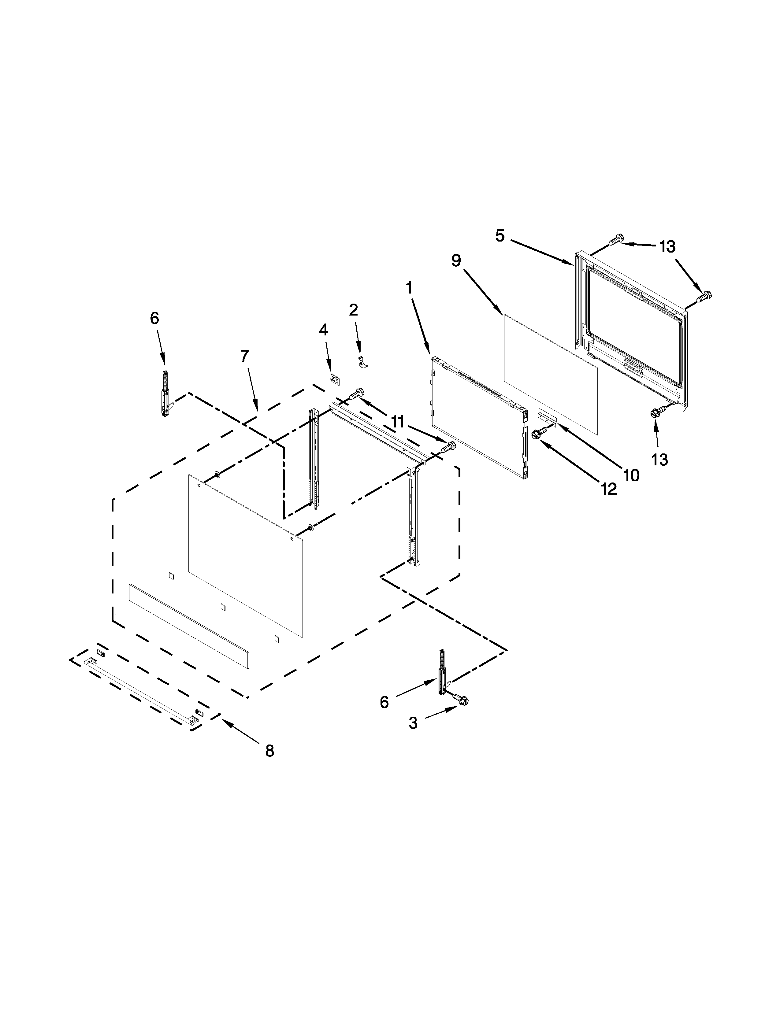 Ikea IBD350DS02 upper oven door parts diagram