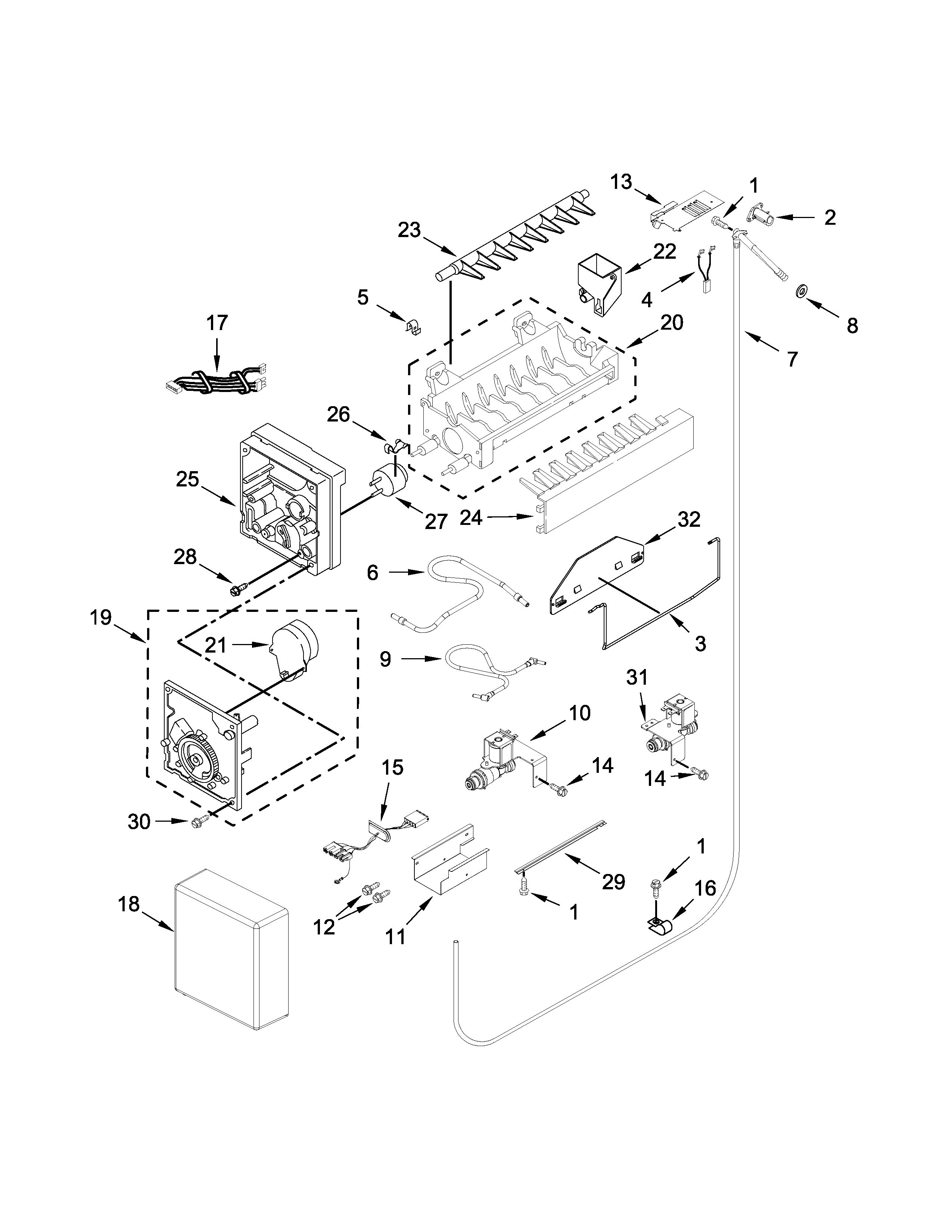 KitchenAid KBBR206ESS00 ice maker parts diagram