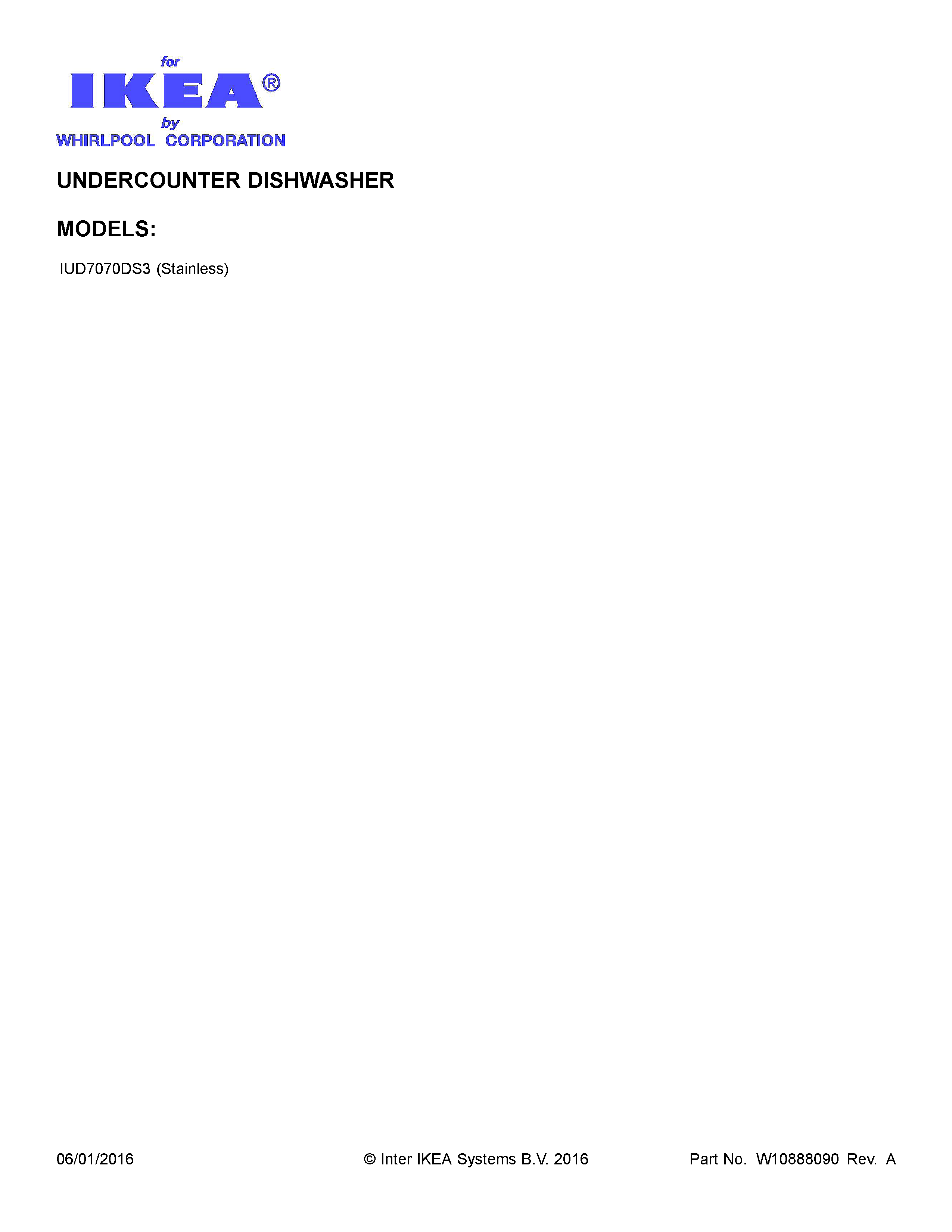 Ikea IUD7070DS3 cover sheet diagram