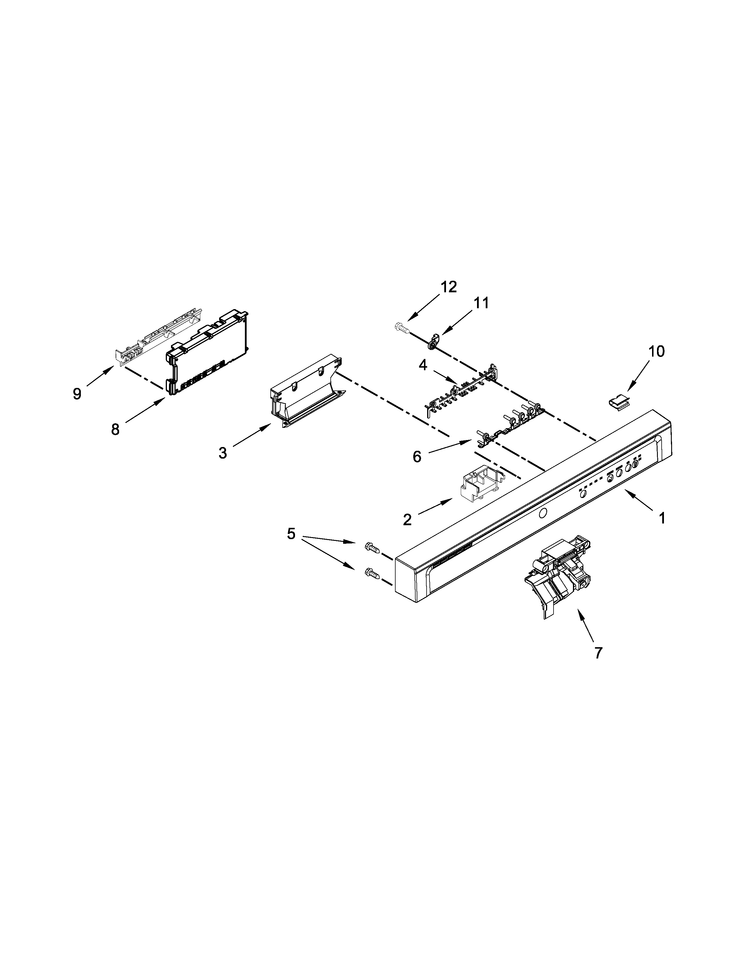 Ikea IUD7070DS3 control panel and latch parts diagram