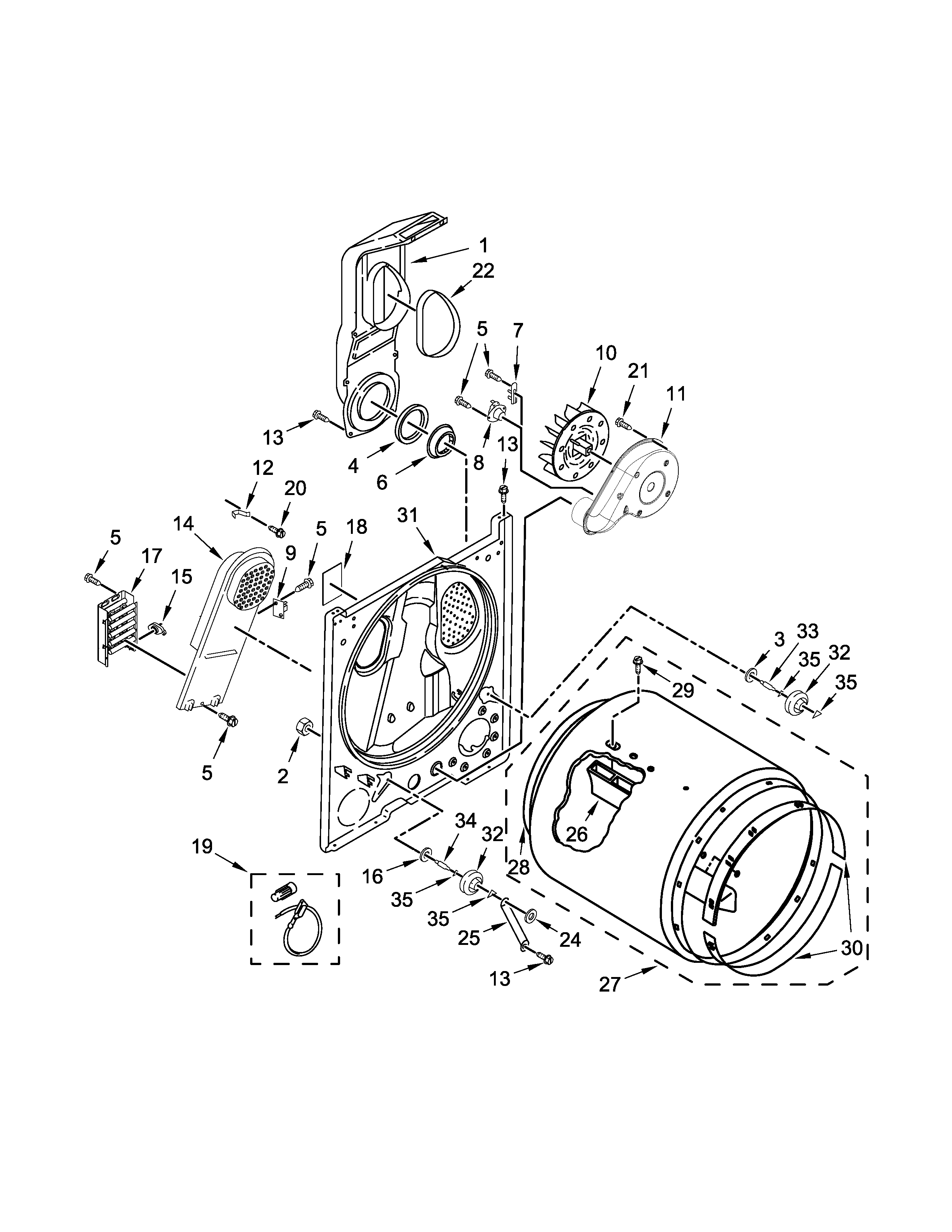 Roper RED4516FW0 bulkhead parts diagram