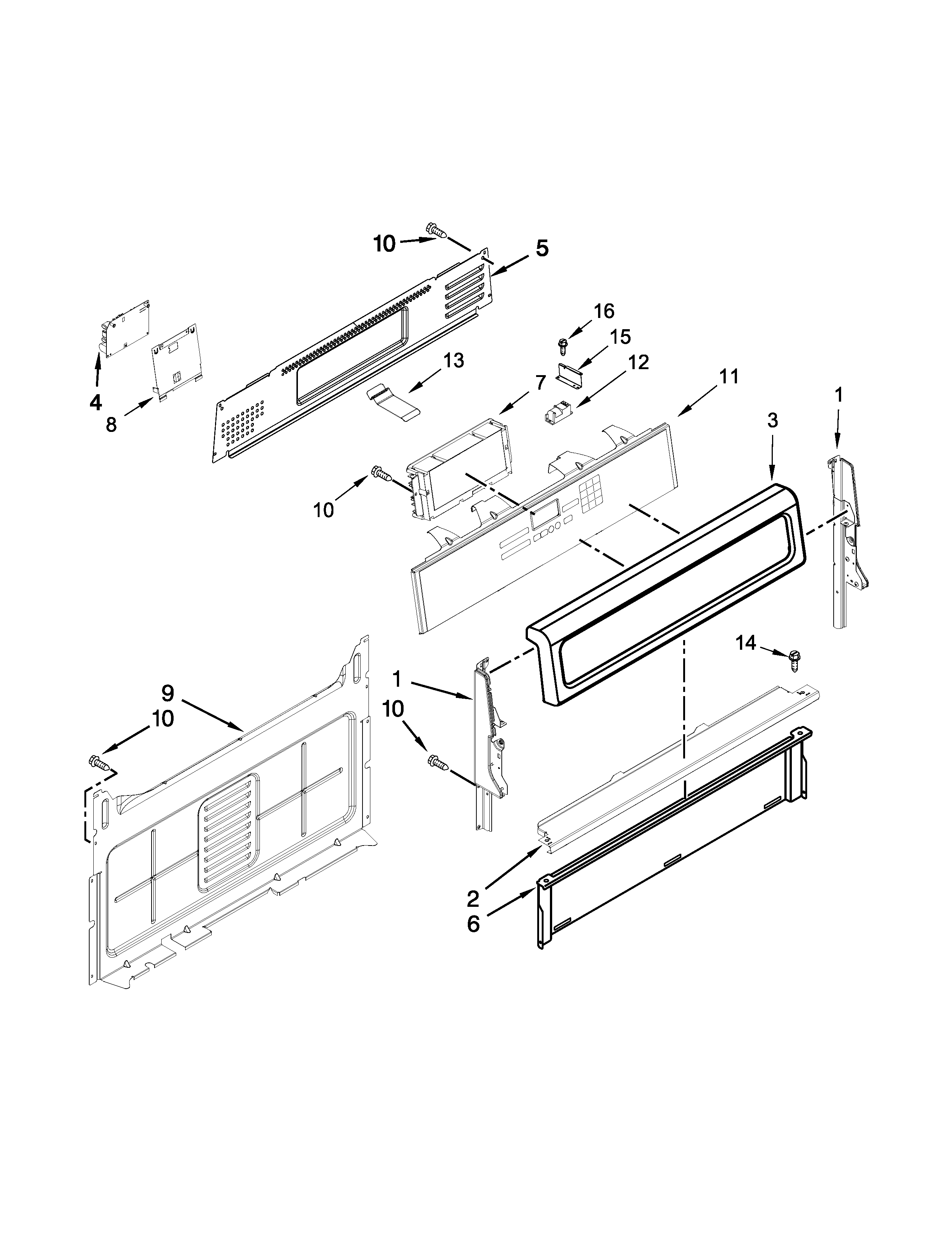 Whirlpool WFG715H0ES1 control panel parts diagram