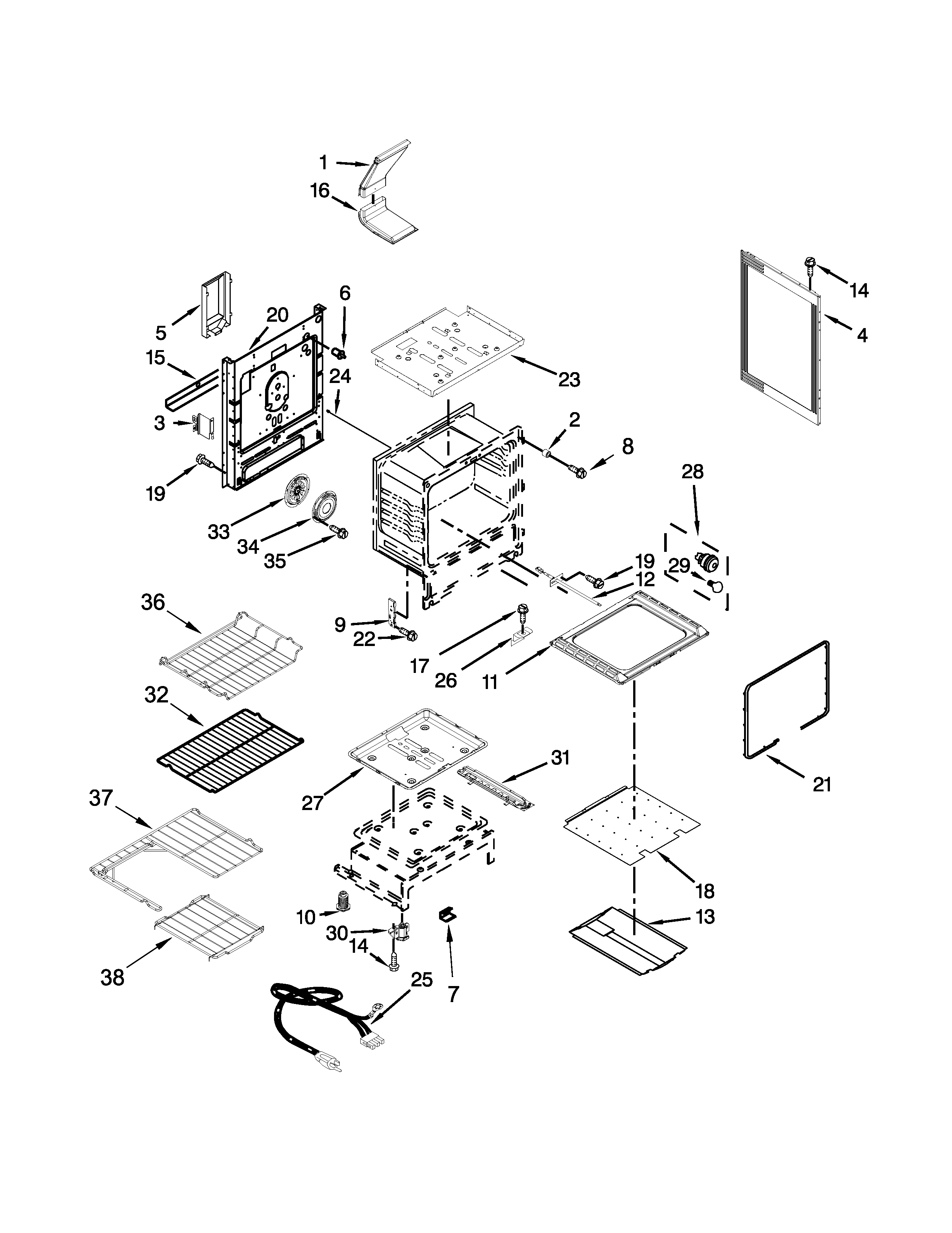 Whirlpool WFG715H0ES1 chassis parts diagram