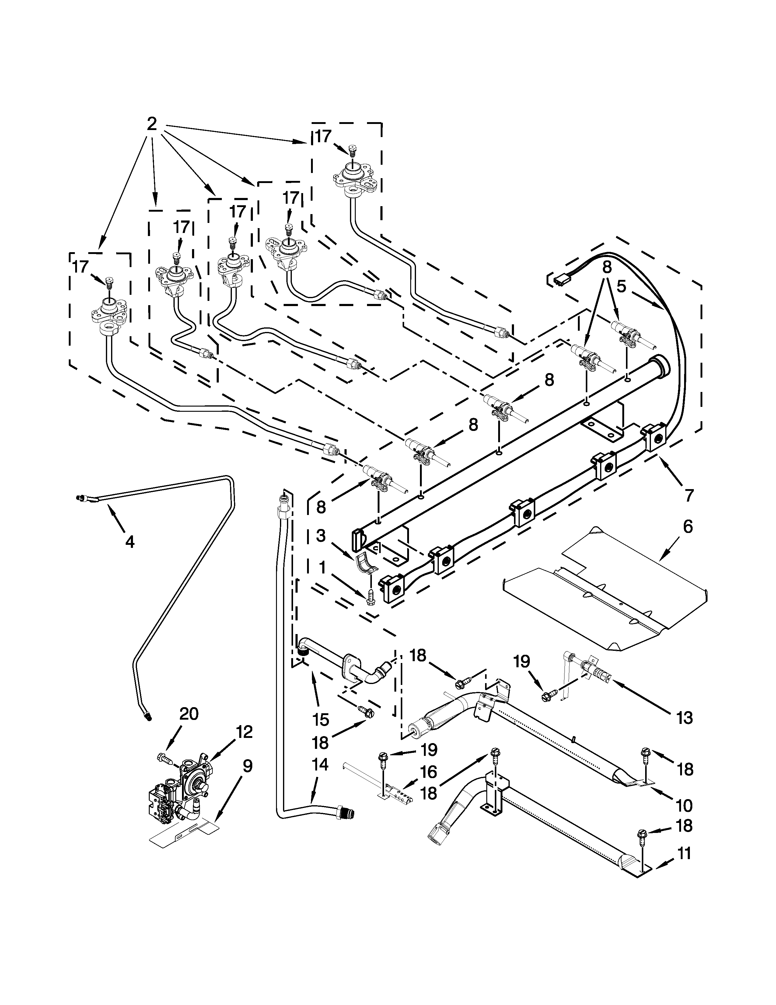 Whirlpool WFG715H0ES1 manifold parts diagram
