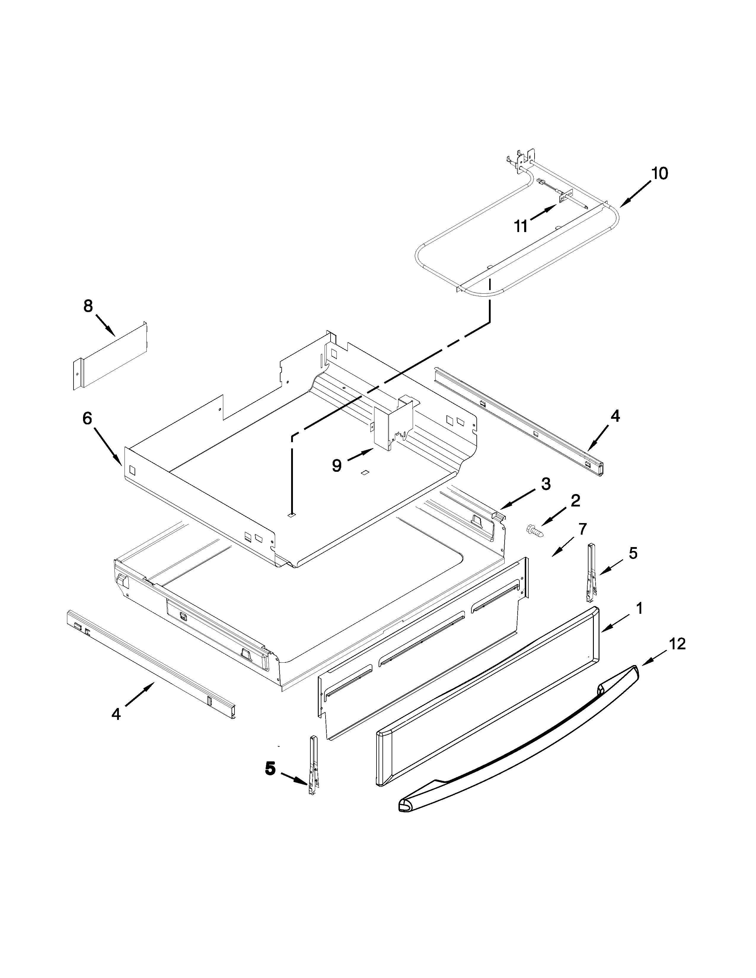 Whirlpool WFG715H0ES1 drawer parts diagram